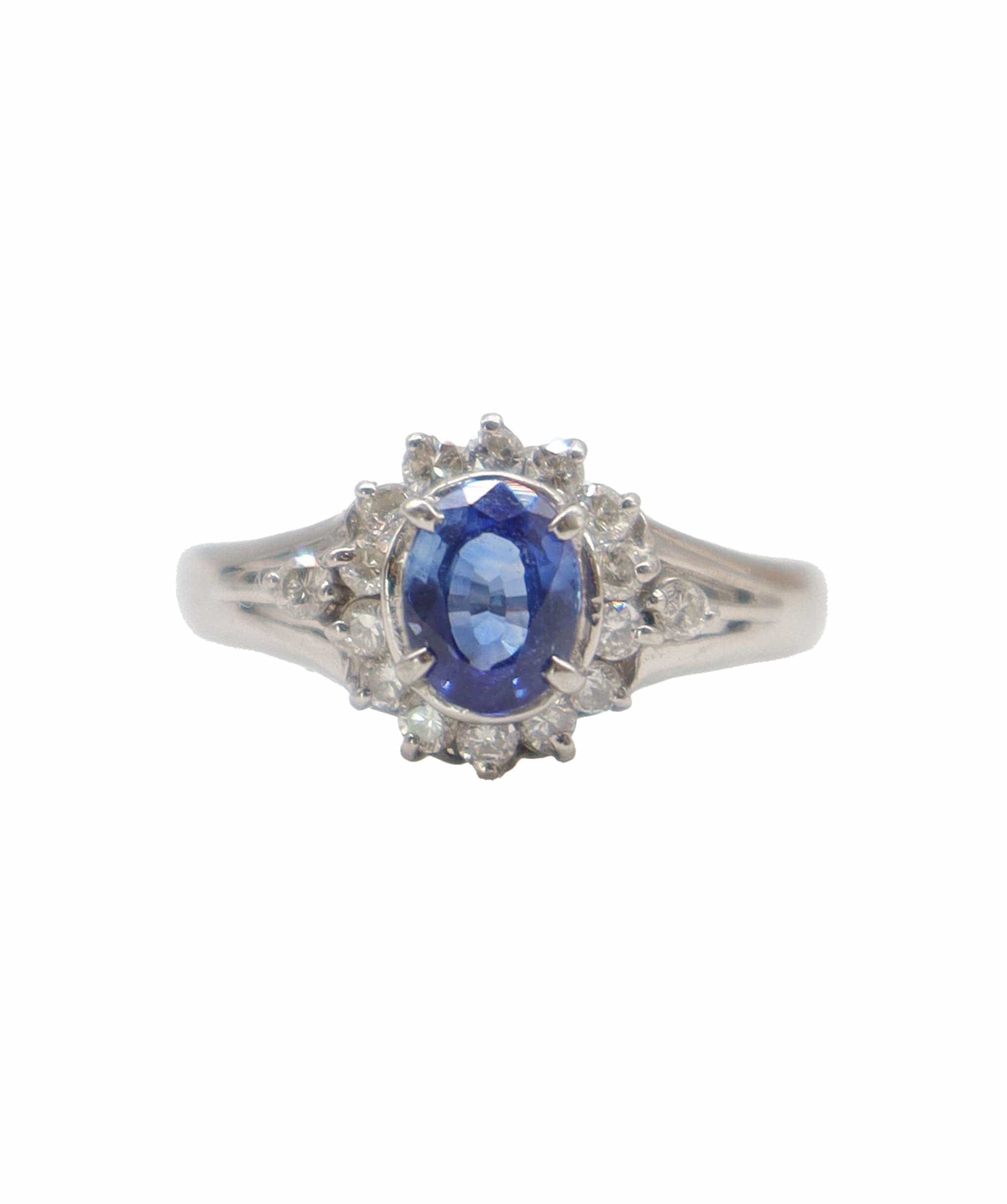 Luxury Promise 0.5ct sapphire 0.2ct diamond platinum size 52 ring DXBS4372