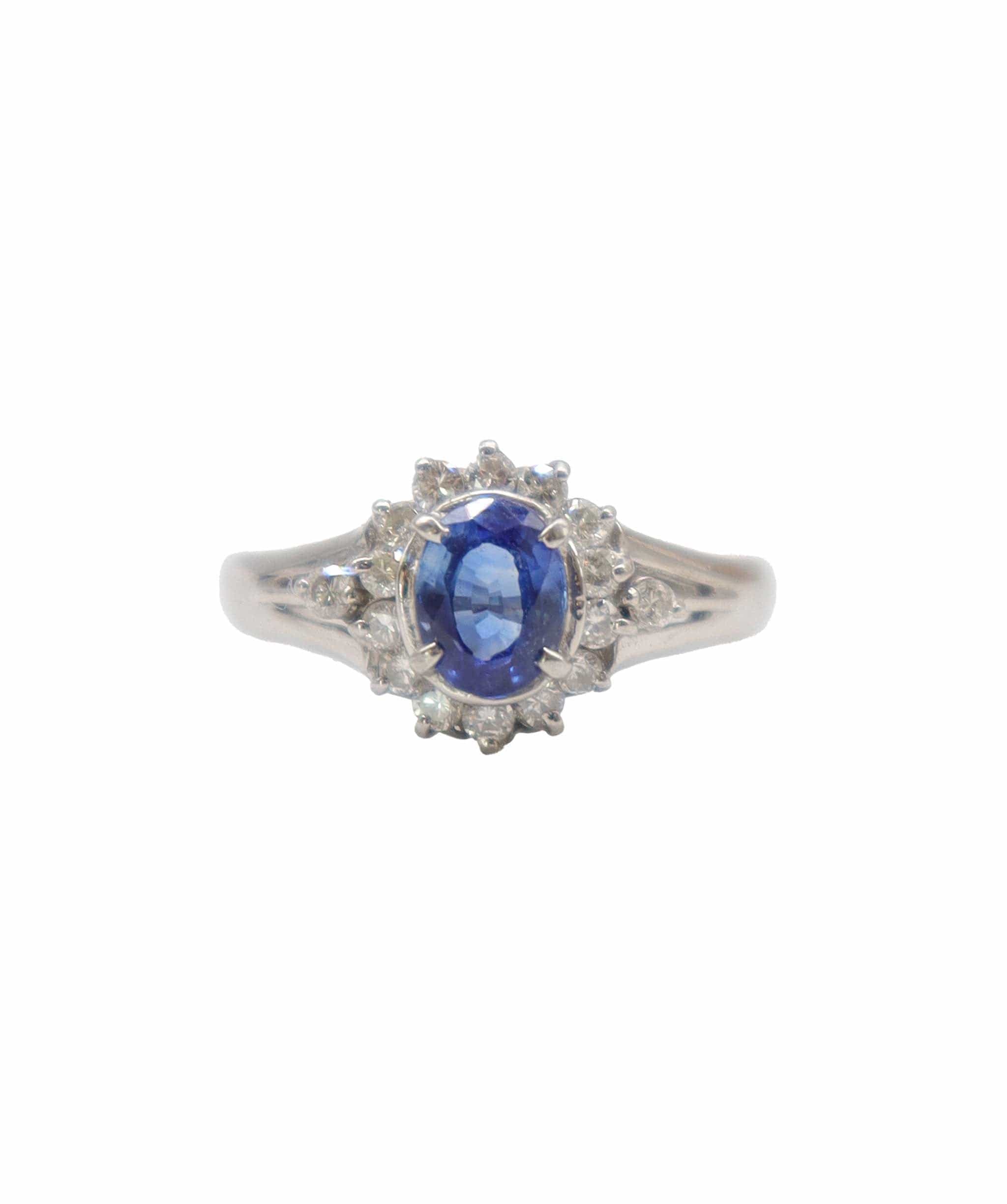 Luxury Promise 0.5ct sapphire 0.2ct diamond platinum size 52 ring DXBS4372