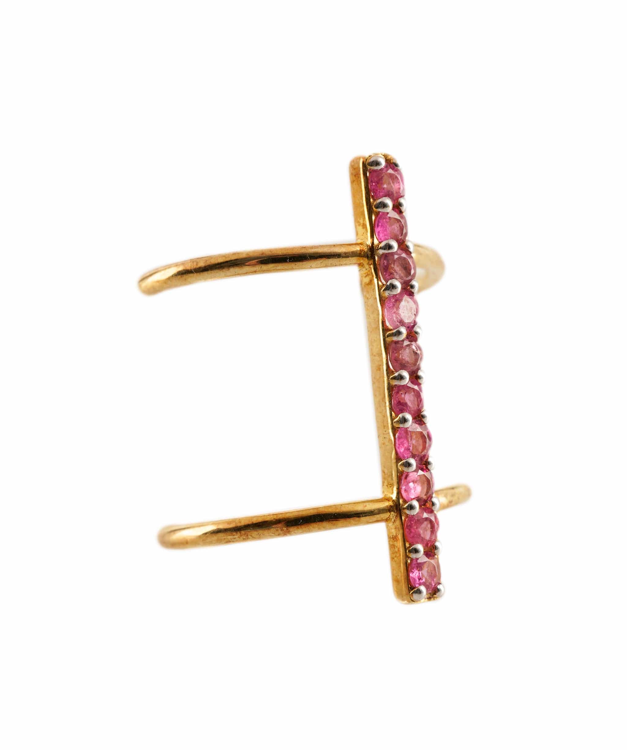 Luxury Promise 0.62ct Pink tourmaline 925 Silver Bi-Colour Ring Size 57 ALC3119