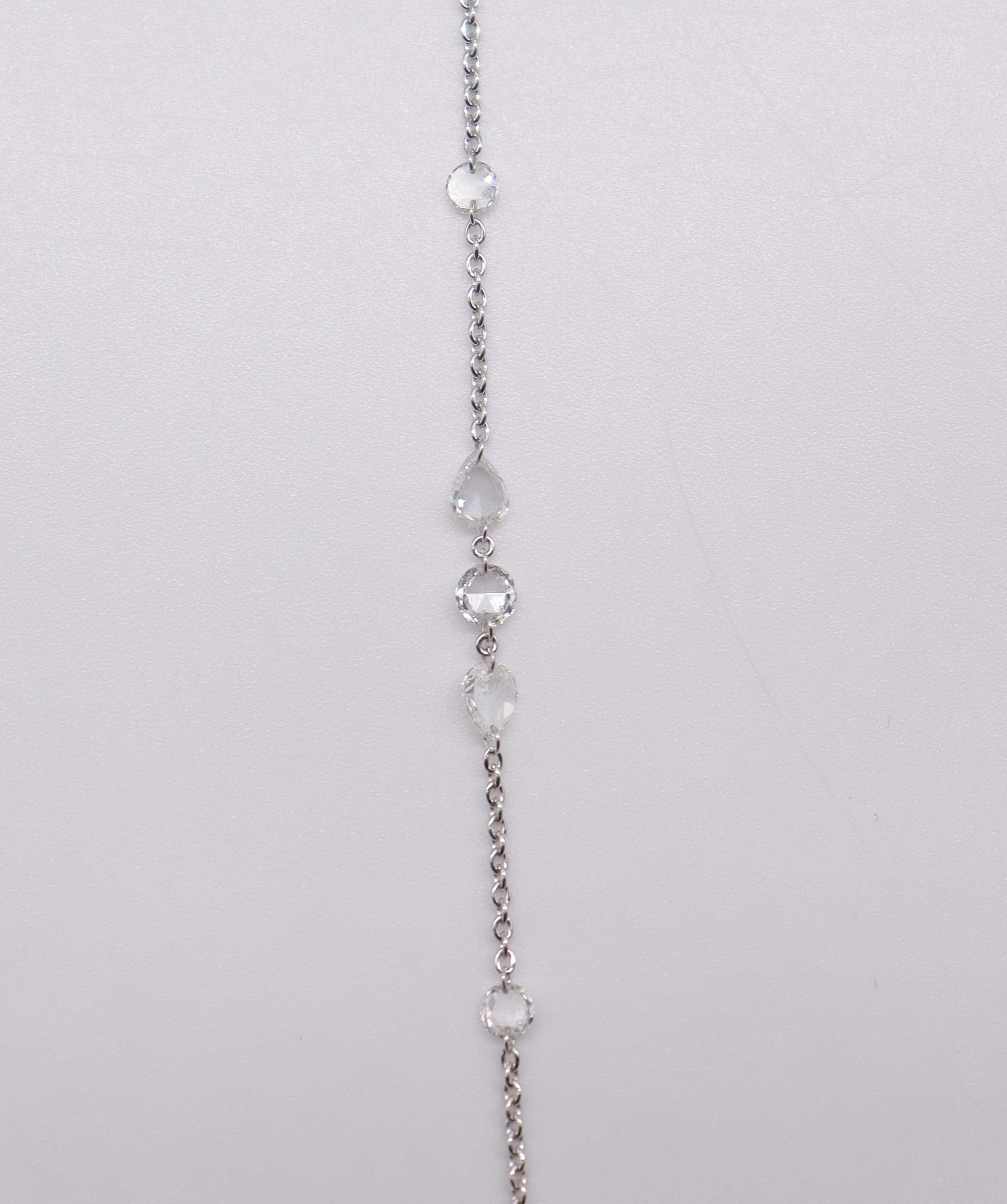 Luxury Promise 0.62CT White Pear Rosecut White Rosecut Diamonds HANDCHAIN B3338