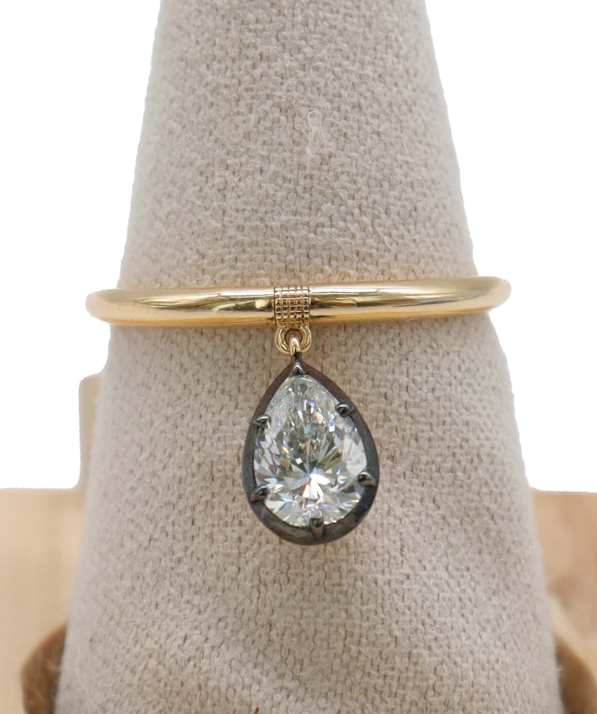 Luxury Promise 0.77CT EX PEAR FULL CUT (G-H/VS-SI) RING SIZE 54 R4515
