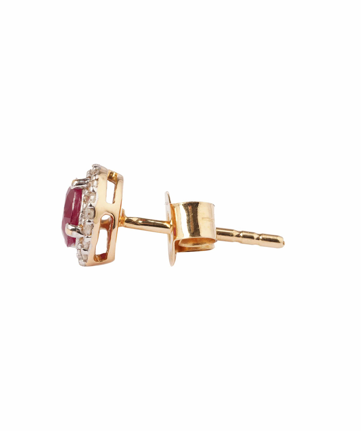 Luxury Promise 0.79ct Ruby 18K Yellow Gold Push & Post Earrings - 1.737g ANC2049