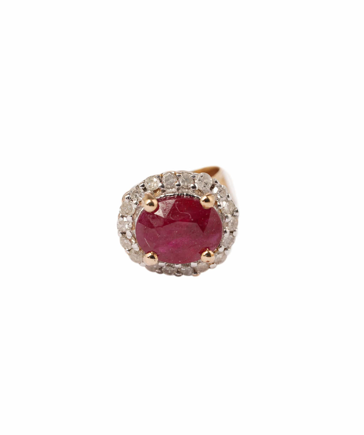 Luxury Promise 0.79ct Ruby and 1.6ct White Topaz 9K Yellow Gold Push & Post Earrings - 1.403g ANC2048