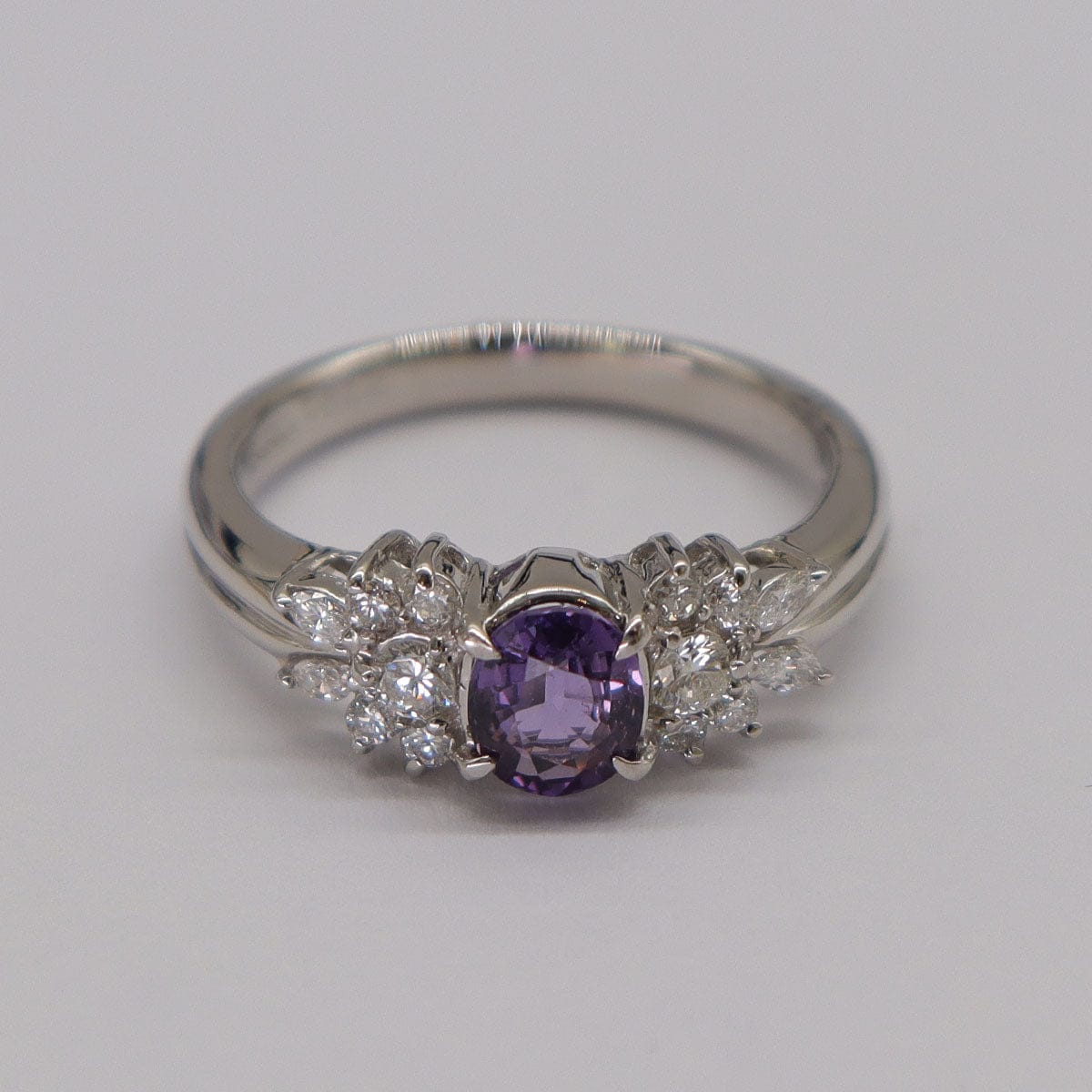 Luxury Promise 0.81ct Purple Sapphire 0.33ct Diamond Platinum Ring Size US 6.5 DXBS5579