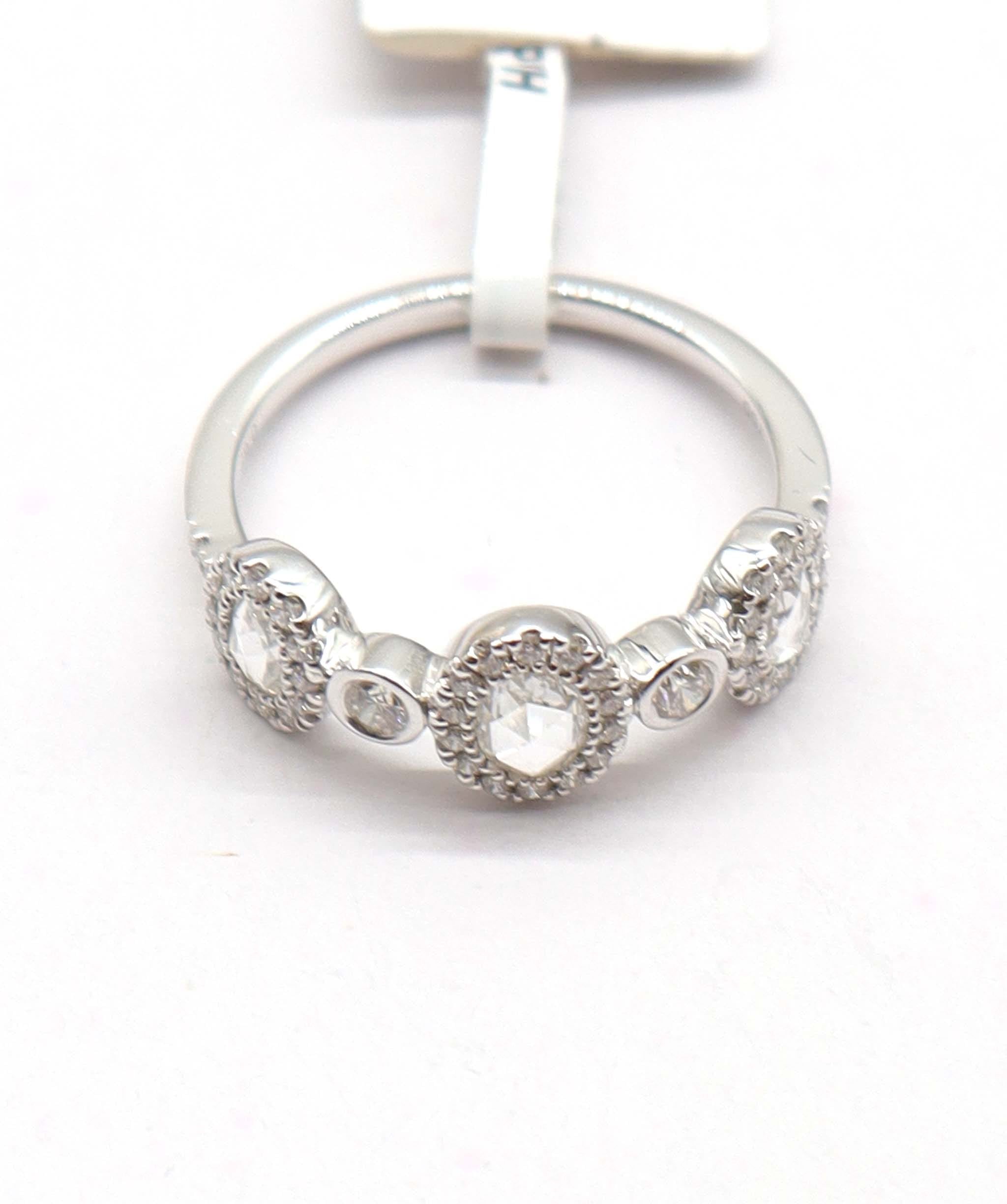 Luxury Promise 0.82ct SMALL DIAMONDS WHITE PEAR ROSE CUT RING R2659