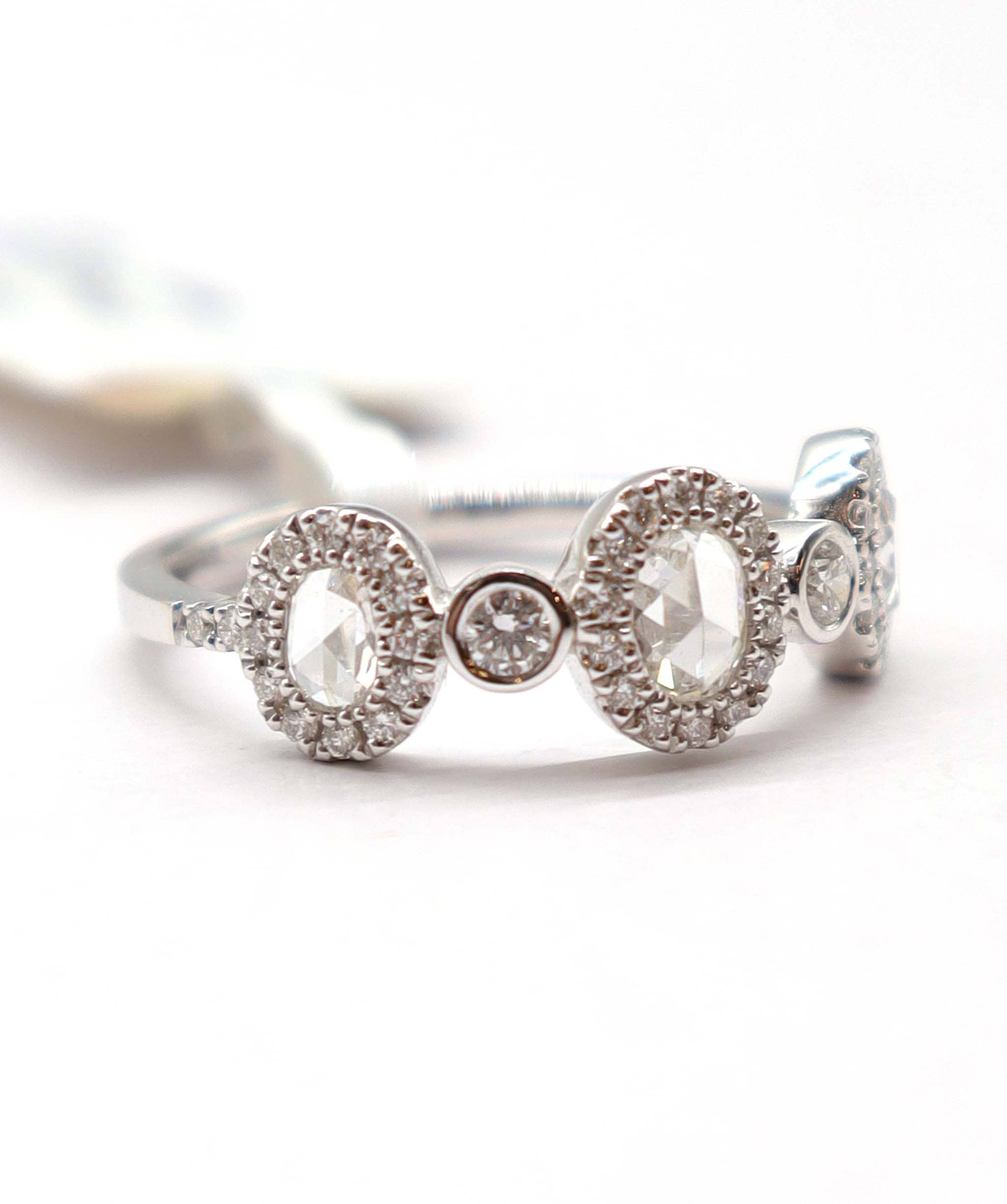 Luxury Promise 0.82ct SMALL DIAMONDS WHITE PEAR ROSE CUT RING R2659