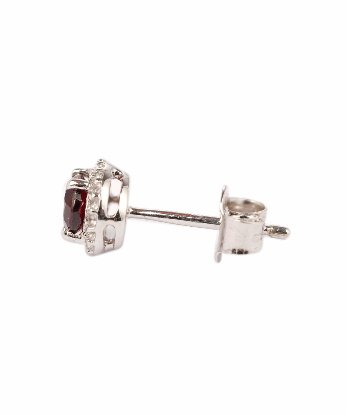 Luxury Promise 0.85ct Red Garnet & 0.146ct White Topaz 9K White Gold Push & Post Earrings - 1.4g ANC2053