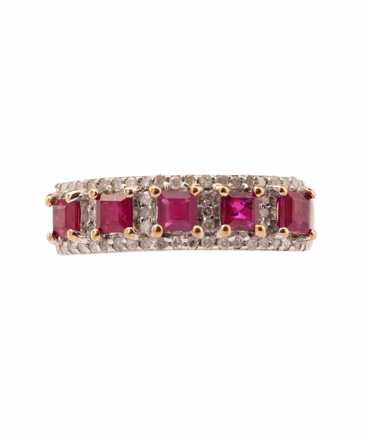 Luxury Promise 0.86ct Ruby & Diamond 9K Yellow Gold Ring - 2.803g, Size 7 ANC2056