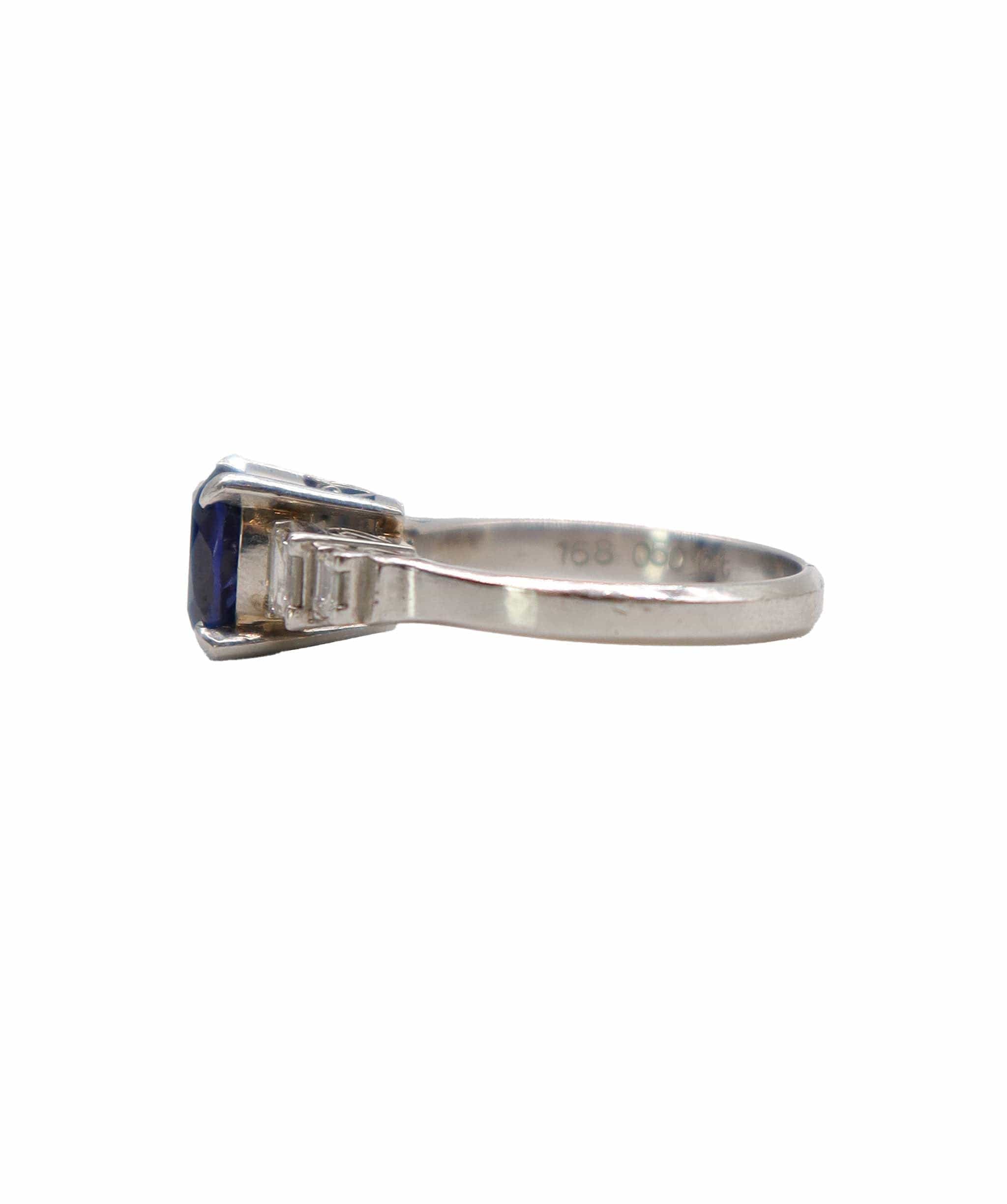 Luxury Promise 0.88ct sapphire 0.32ct diamond platinum size 52 ring DXBS4364