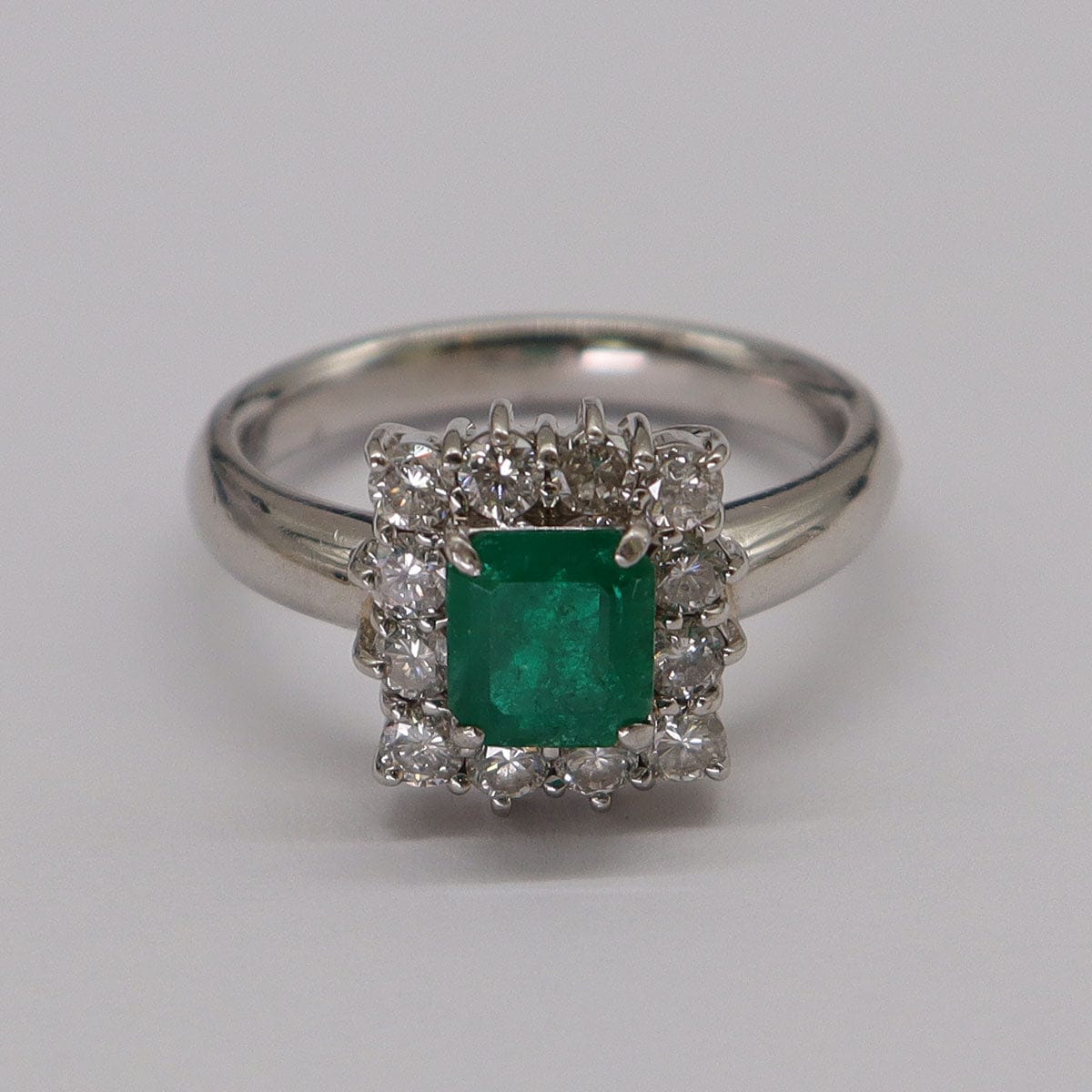 Luxury Promise 0.92ct Emerald 0.74ct Diamond Platinum Ring Size US 6.5 DXBS5582