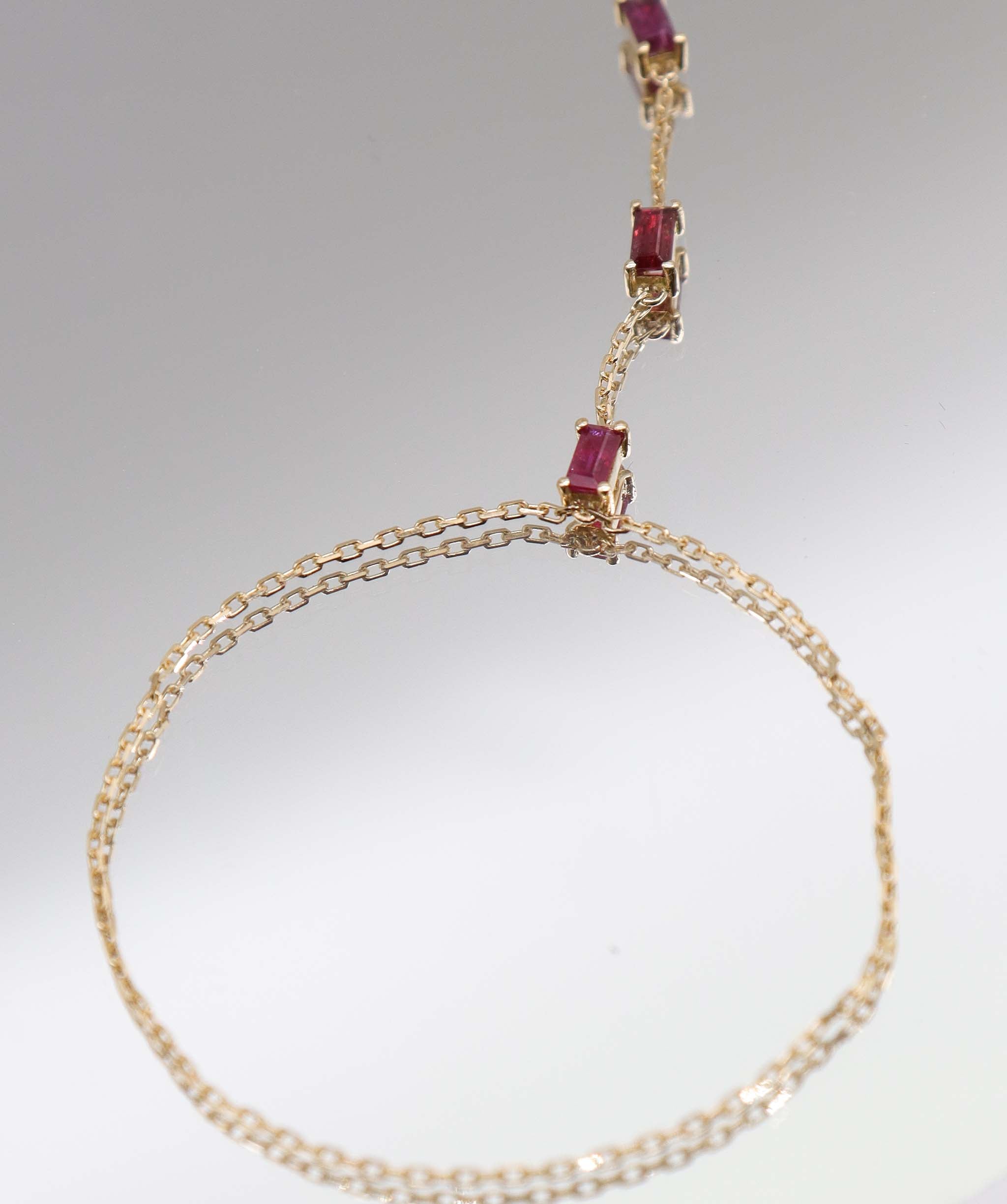 Luxury Promise 0.93ct Ruby Baguette YG Handchain DXBS5632
