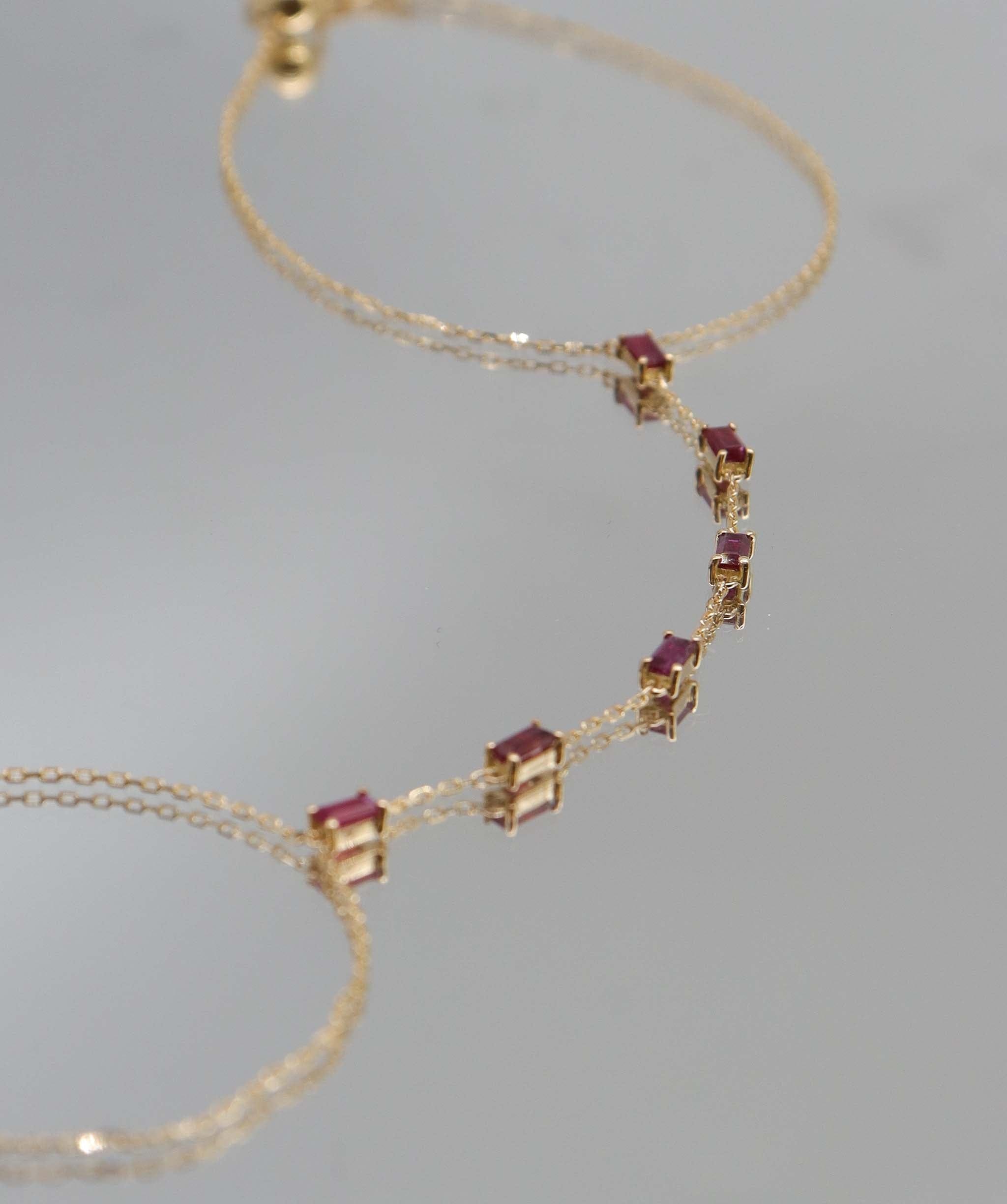 Luxury Promise 0.93ct Ruby Baguette YG Handchain DXBS5632