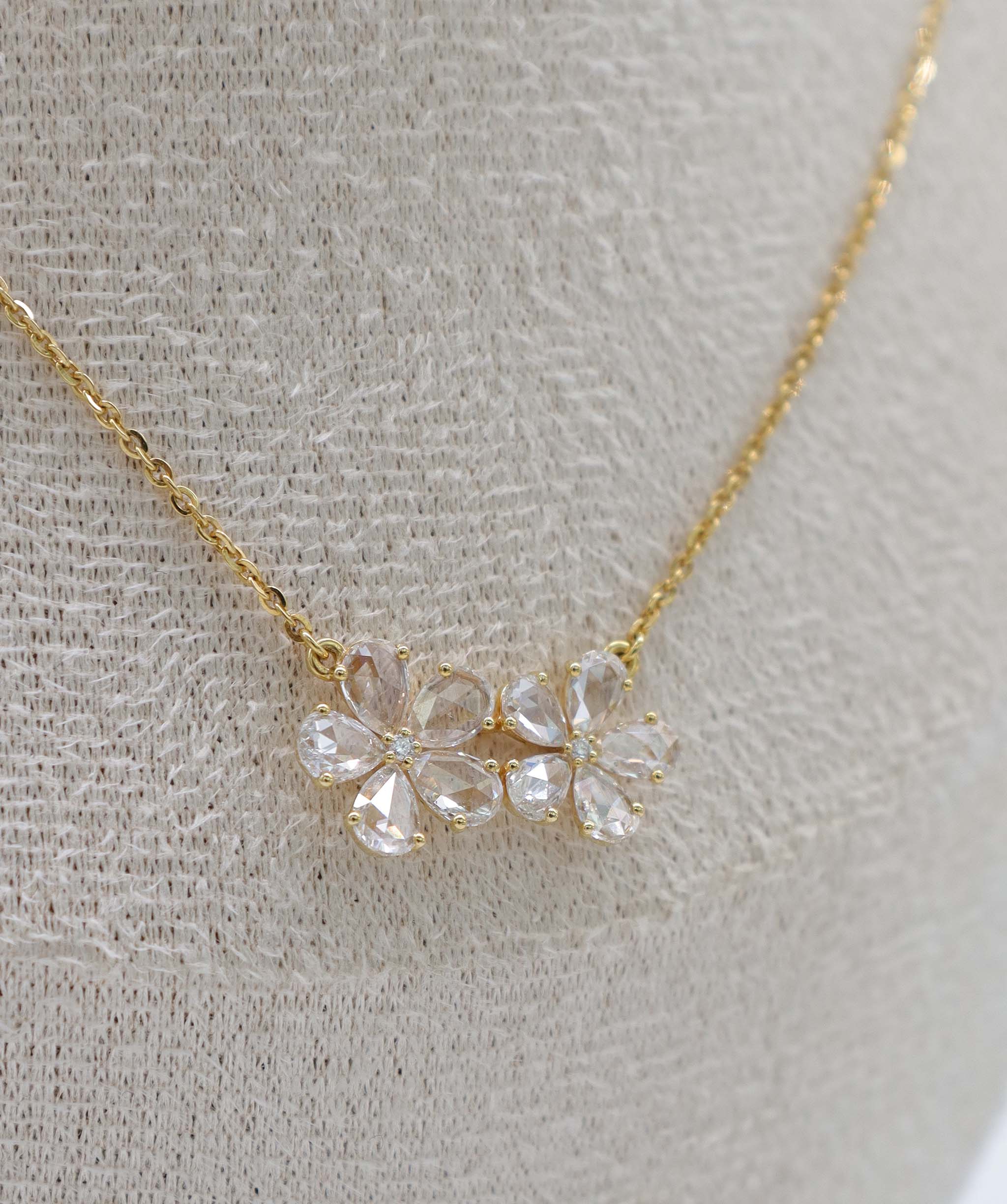 Luxury Promise 1.01ct SMALL DIAMONDS WHITE WH PEAR ROSECUT NECKLACE C8845