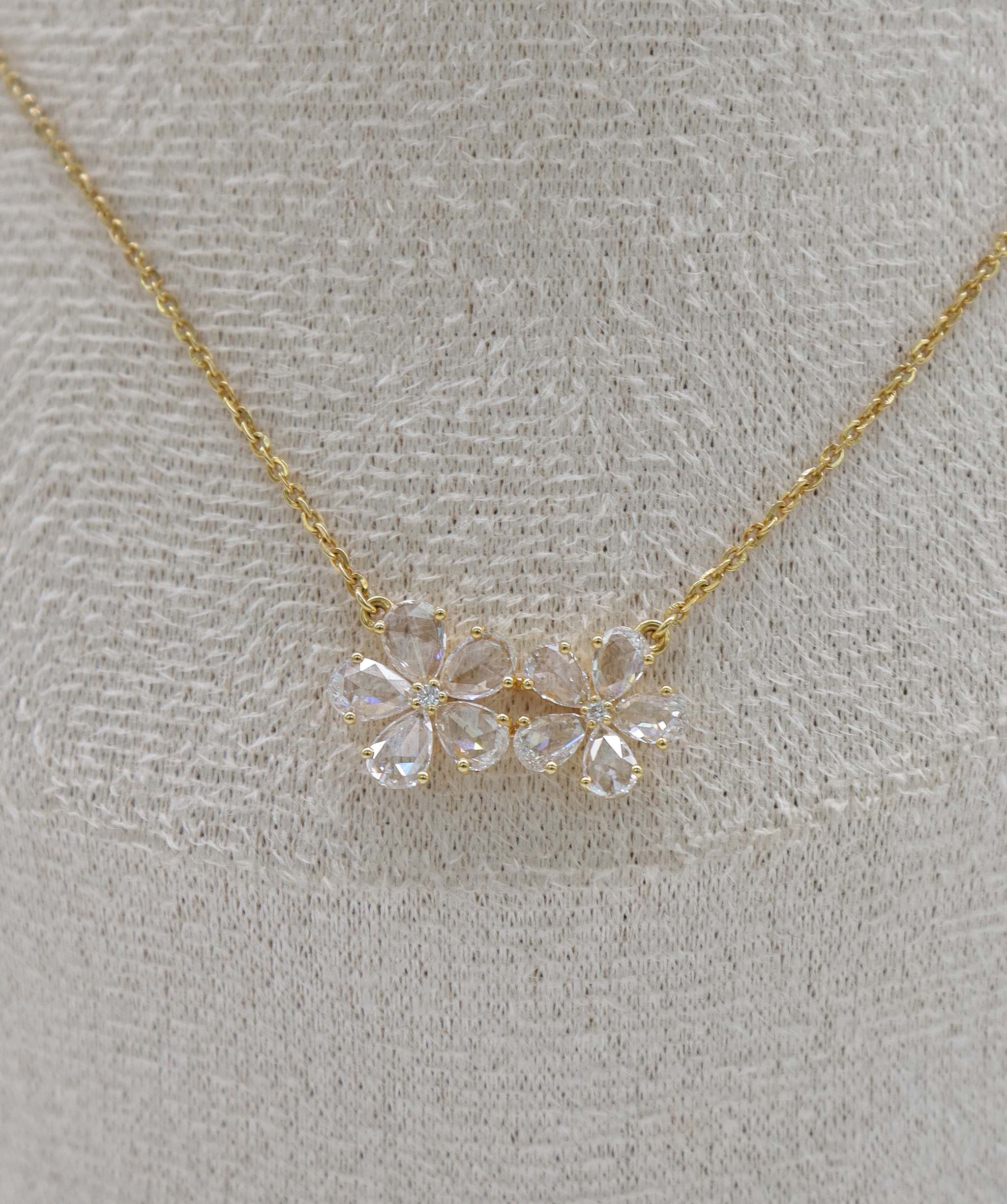 Luxury Promise 1.01ct SMALL DIAMONDS WHITE WH PEAR ROSECUT NECKLACE C8845