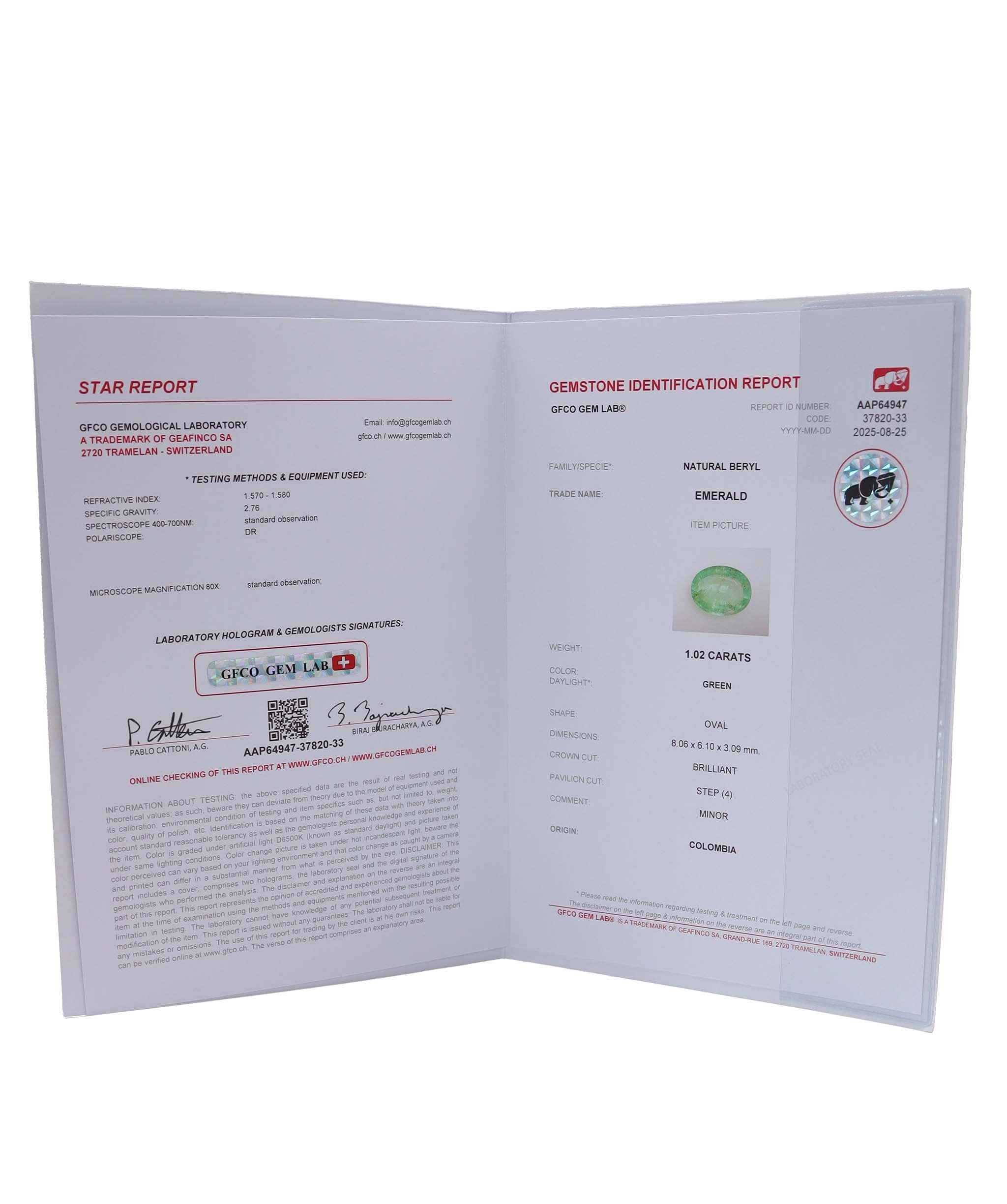 Luxury Promise 1.02ct Columbian Emeralds DXBCS0021