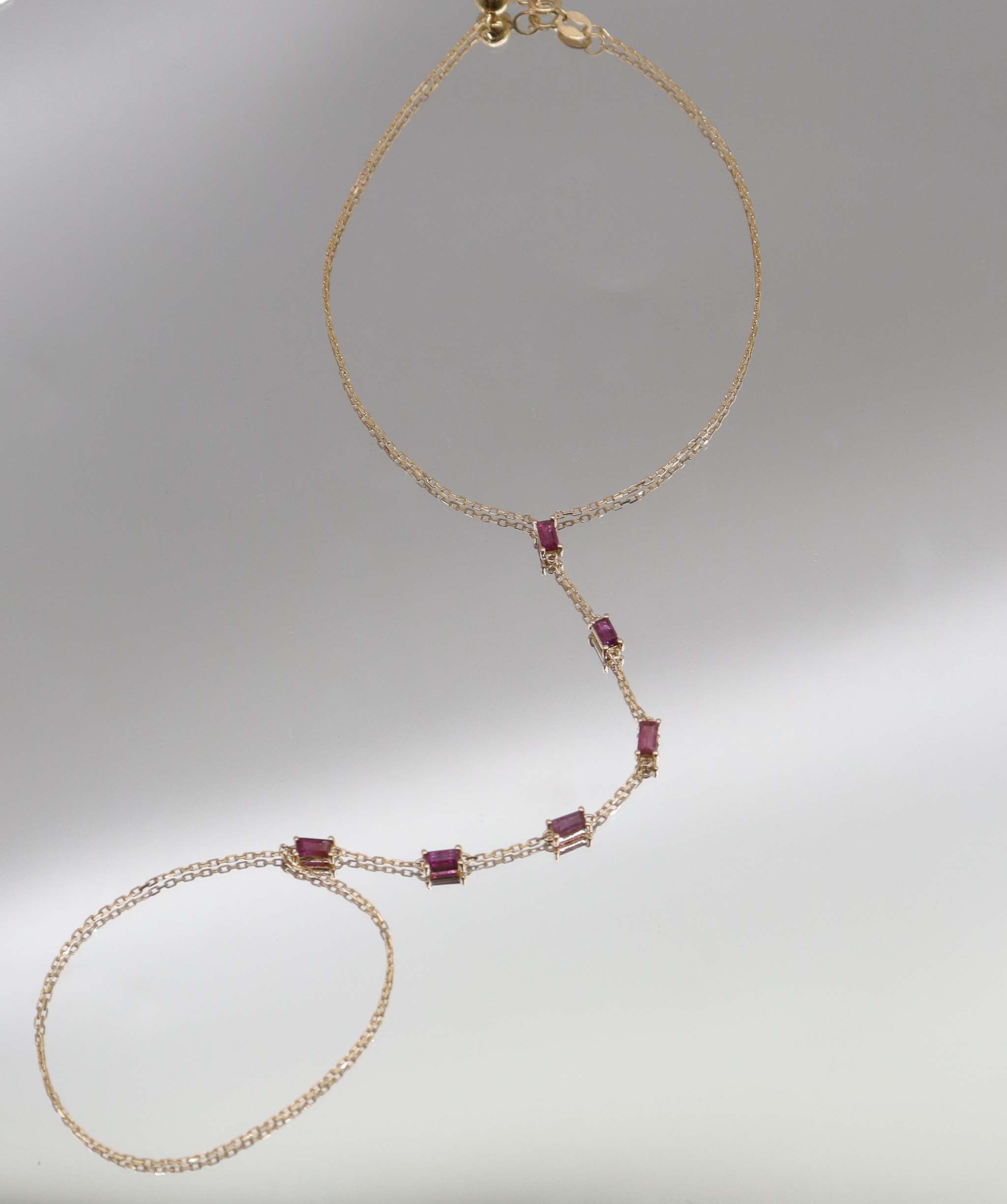 Luxury Promise 1.07ct Ruby Baguette YG Handchain DXBS5633