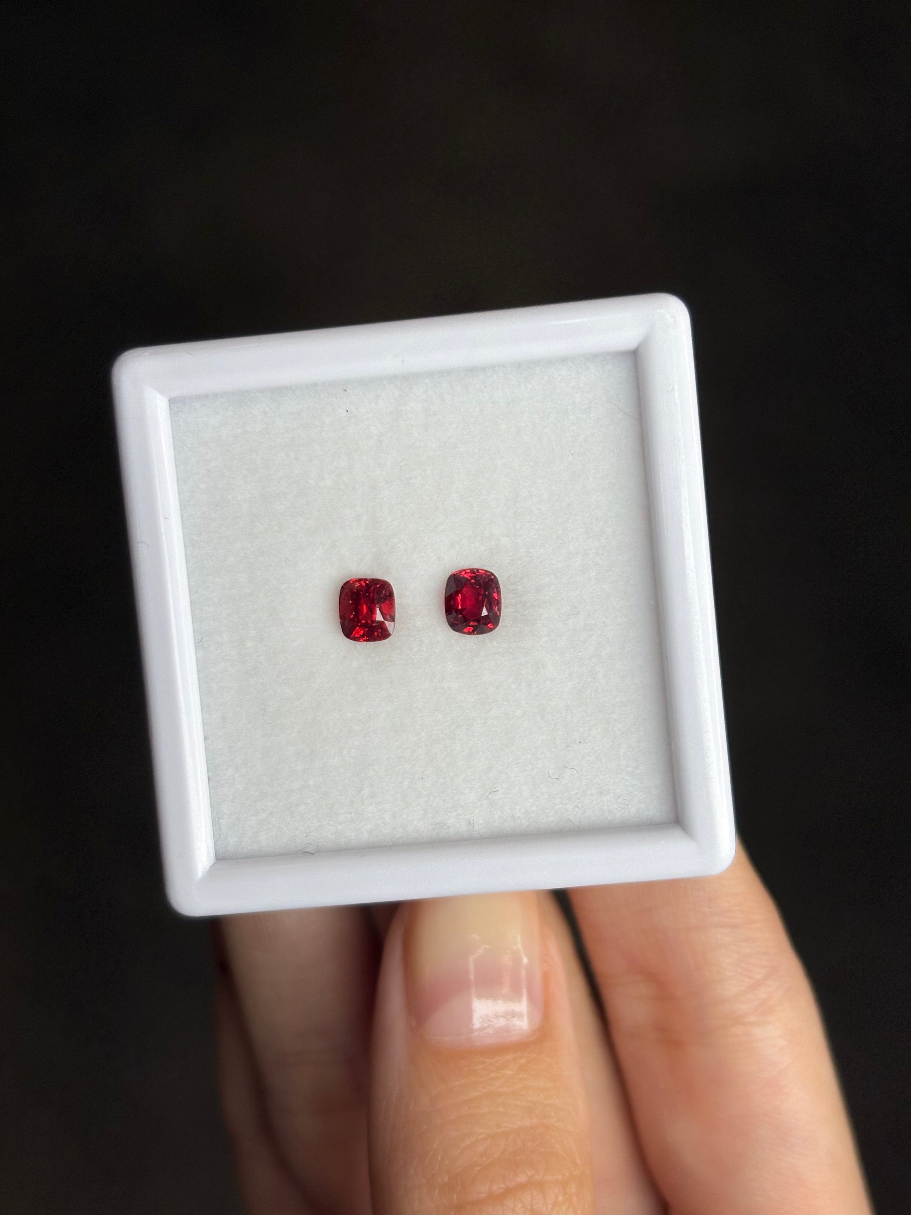 Luxury Promise 1.09ct Red Spinel Burma PAIR DXBCS2641