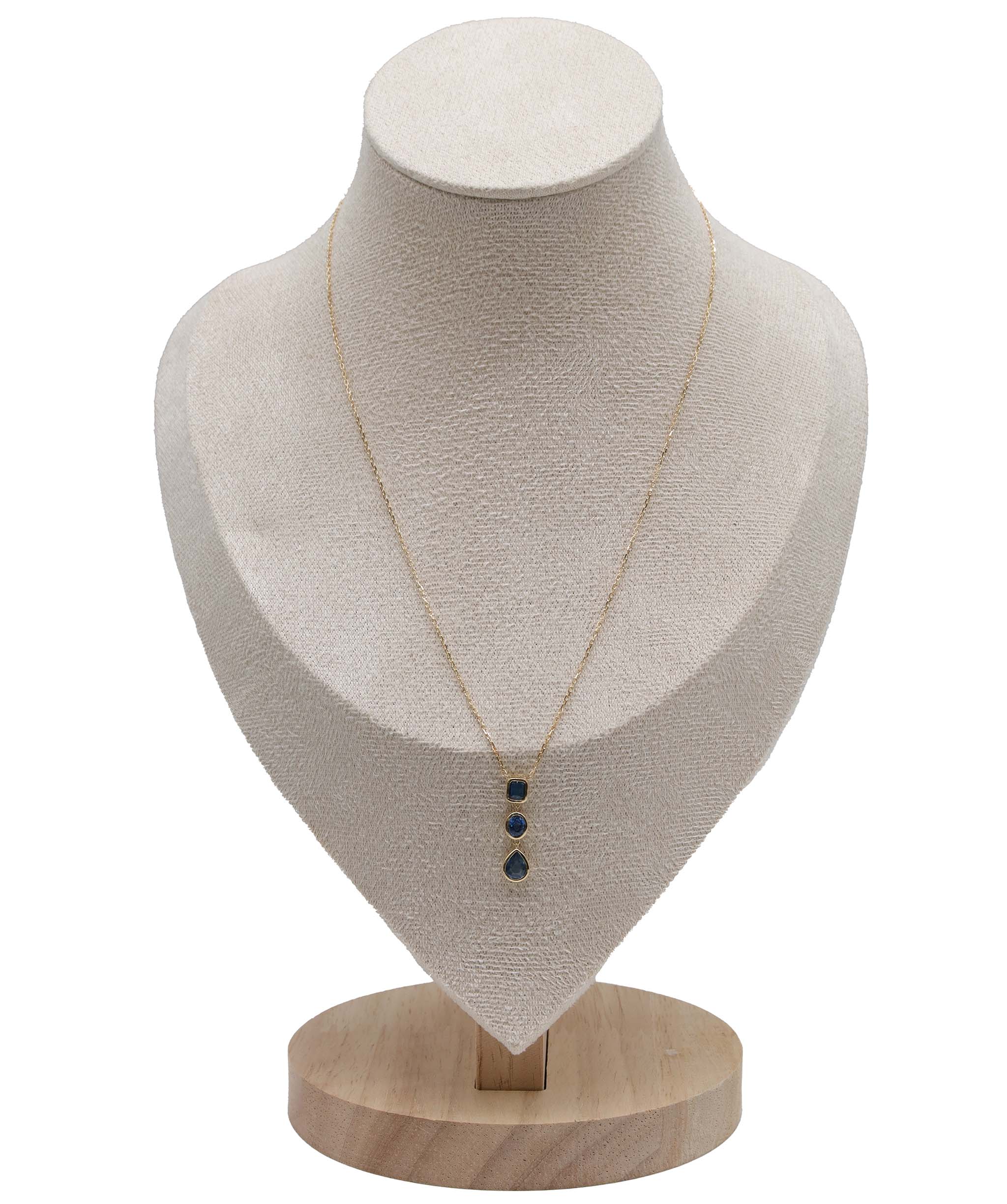 Luxury Promise 1.14ct Cobalt Blue Spinel Emerald/Oval/Pear Bezel Pendant YG Necklace DXBS5631