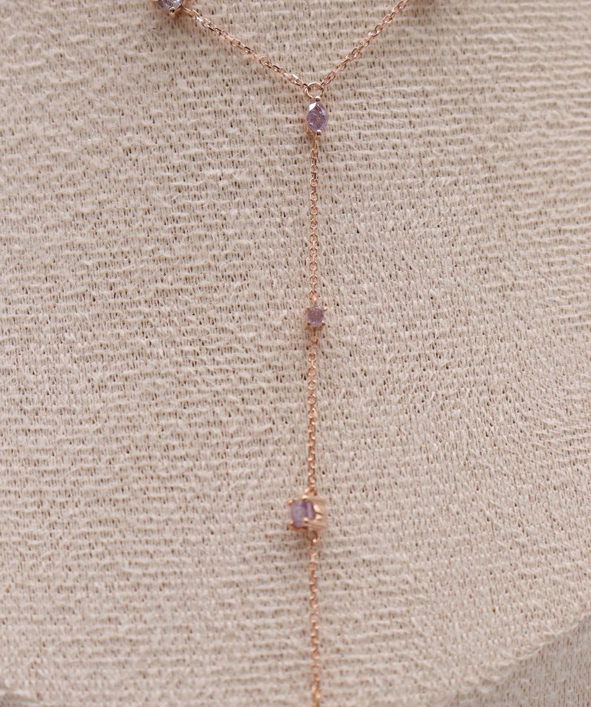 Luxury Promise 1.23ct Pink Diamond RG Lariat Necklace DXBS5620