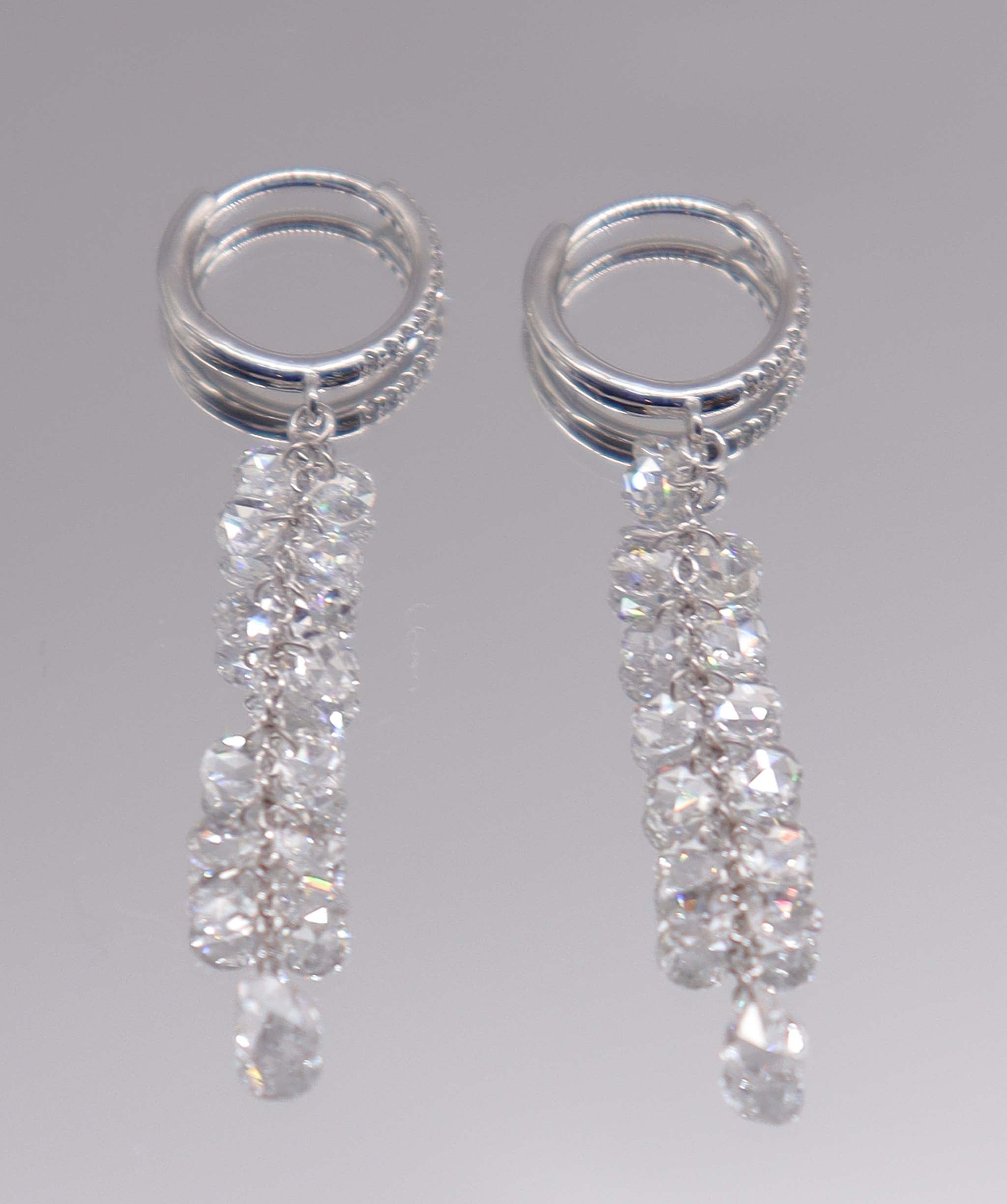 Luxury Promise 1.43CT White Rosecut Small Diamonds EARRINGS E7941