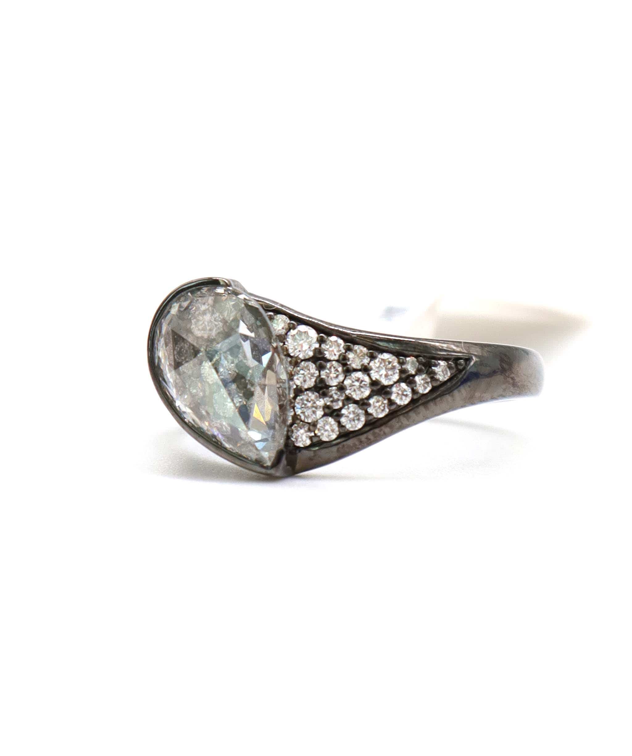 Luxury Promise 1.49CT EX PEAR RC (G/VS) SMALL DIAMONDS RING SIZE 54 R4502