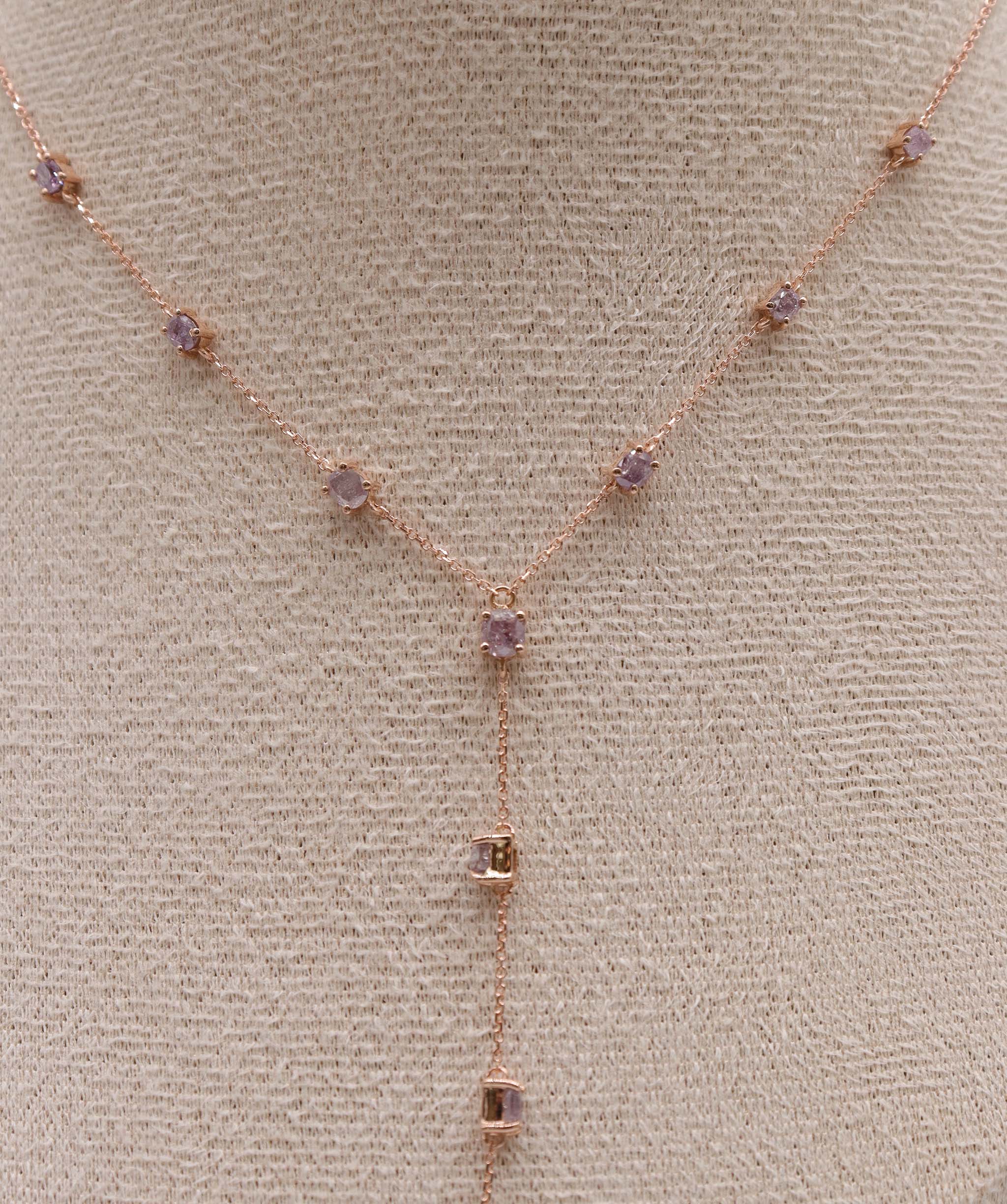 Luxury Promise 1.49ct Pink Diamond RG Lariat Necklace DXBS5619