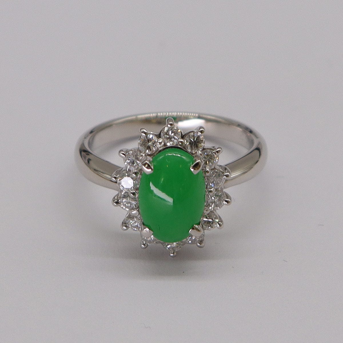 Luxury Promise 1.52ct Jade 0.51ct Diamond Platinum Ring Size US 5 DXBS5584
