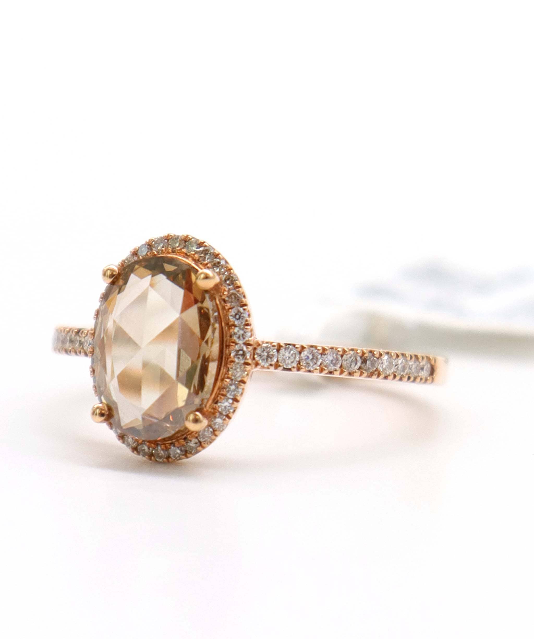 Luxury Promise 1.55CT BROWN ROSECUT SMALL DIAMONDS RING SIZE 54 YG R2844