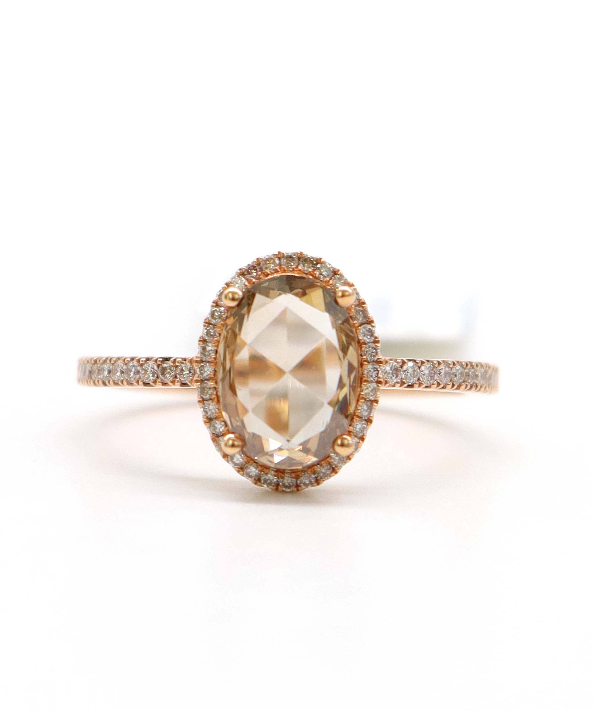 Luxury Promise 1.55CT BROWN ROSECUT SMALL DIAMONDS RING SIZE 54 YG R2844