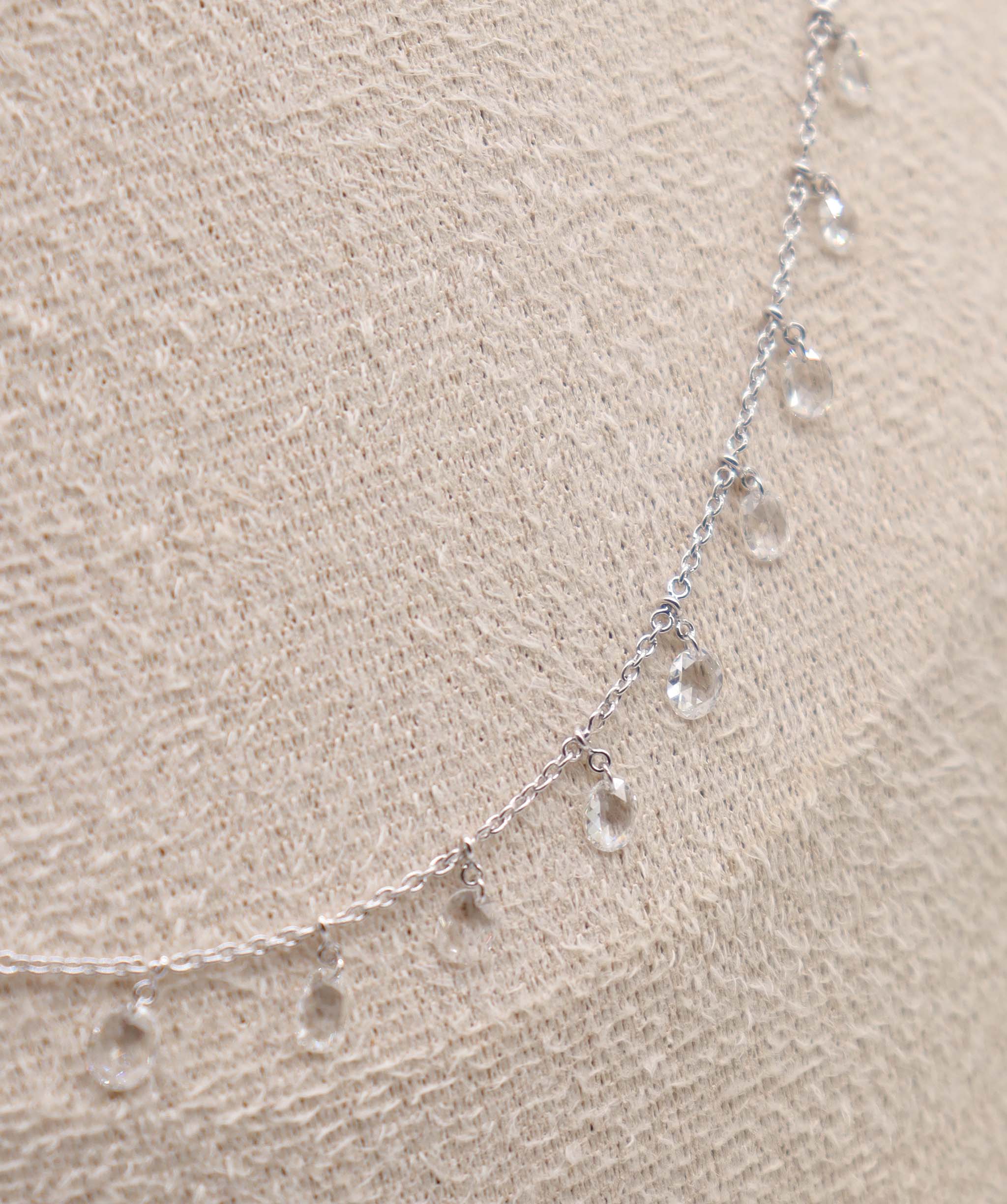Luxury Promise 1.55CT White Oval Rosecut NECKLACE C12409