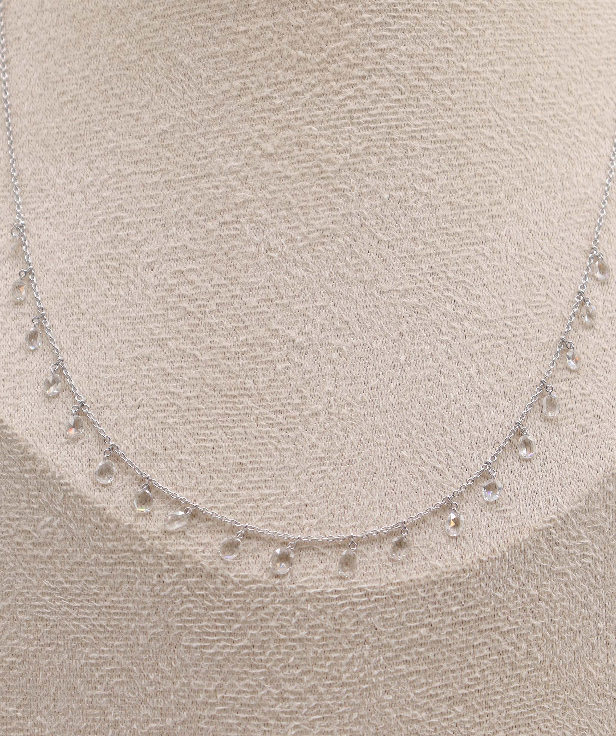 Luxury Promise 1.55CT White Oval Rosecut NECKLACE C12409