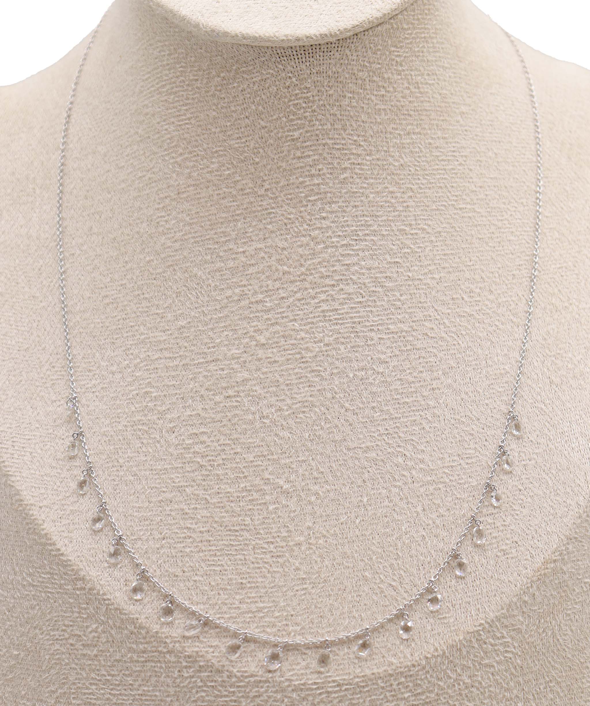 Luxury Promise 1.55CT White Oval Rosecut NECKLACE C12409
