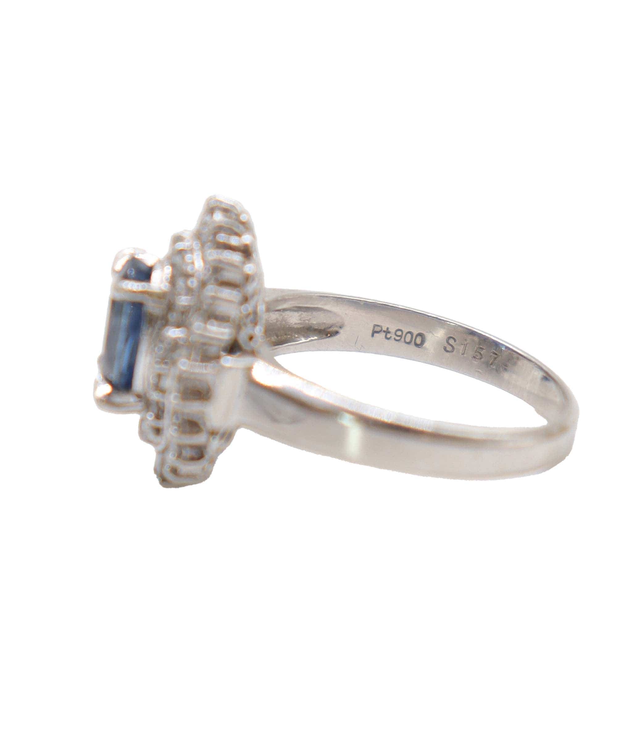 Luxury Promise 1.57ct sapphire 0.67ct diamond platinum ring size 52 DXBS4386