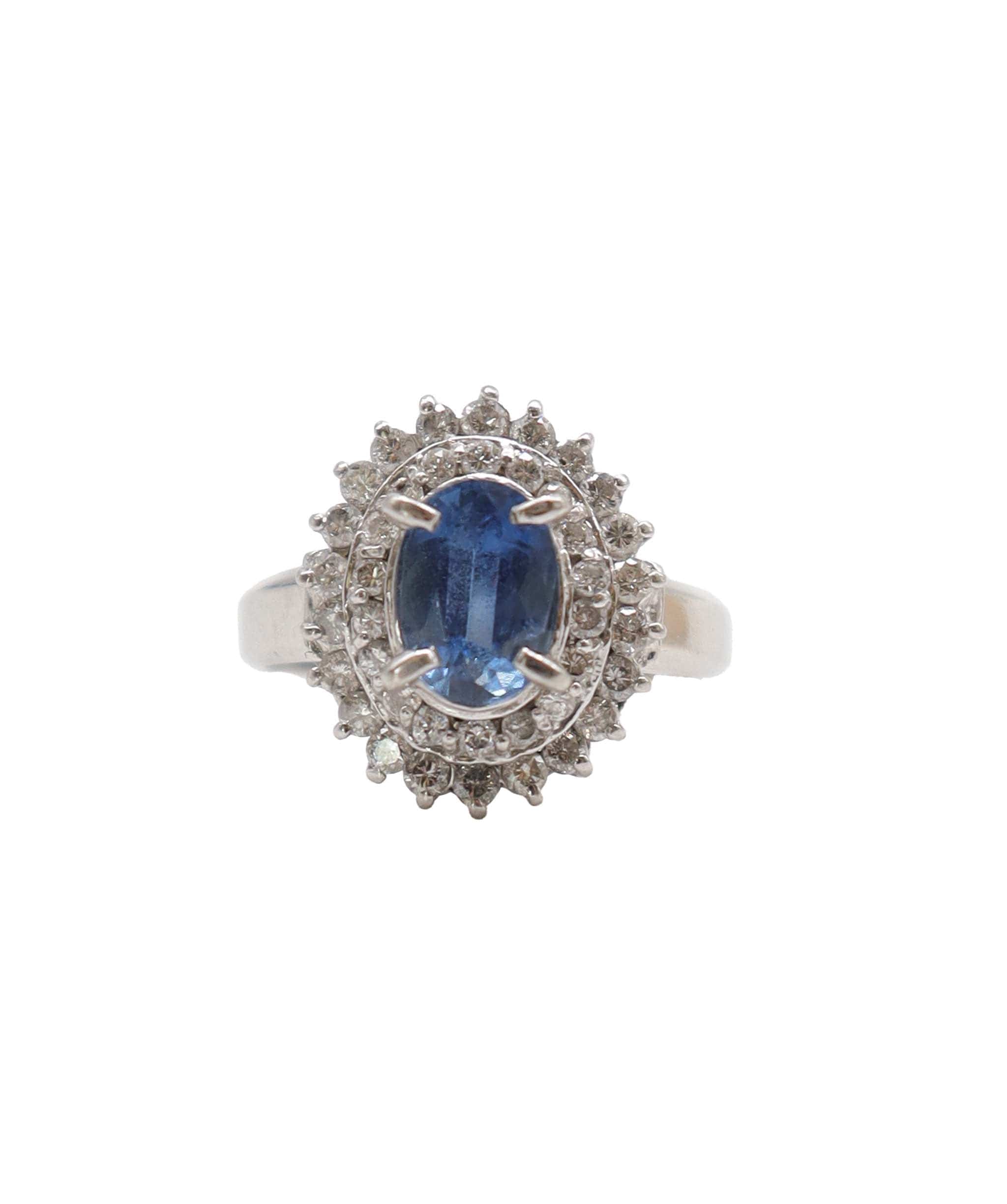 Luxury Promise 1.57ct sapphire 0.67ct diamond platinum ring size 52 DXBS4386