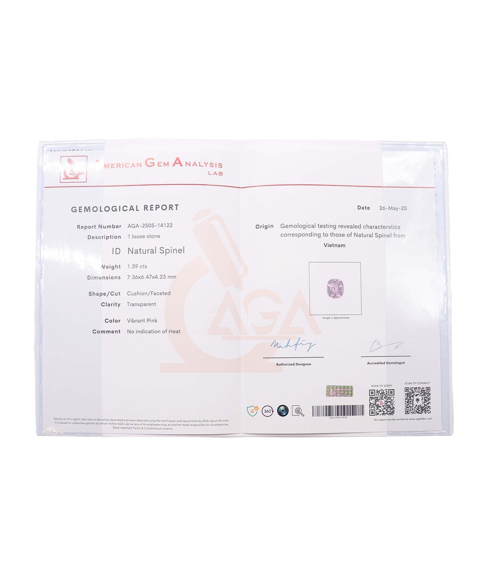 Luxury Promise 1.59cts vibrant pink spinel RDC0720