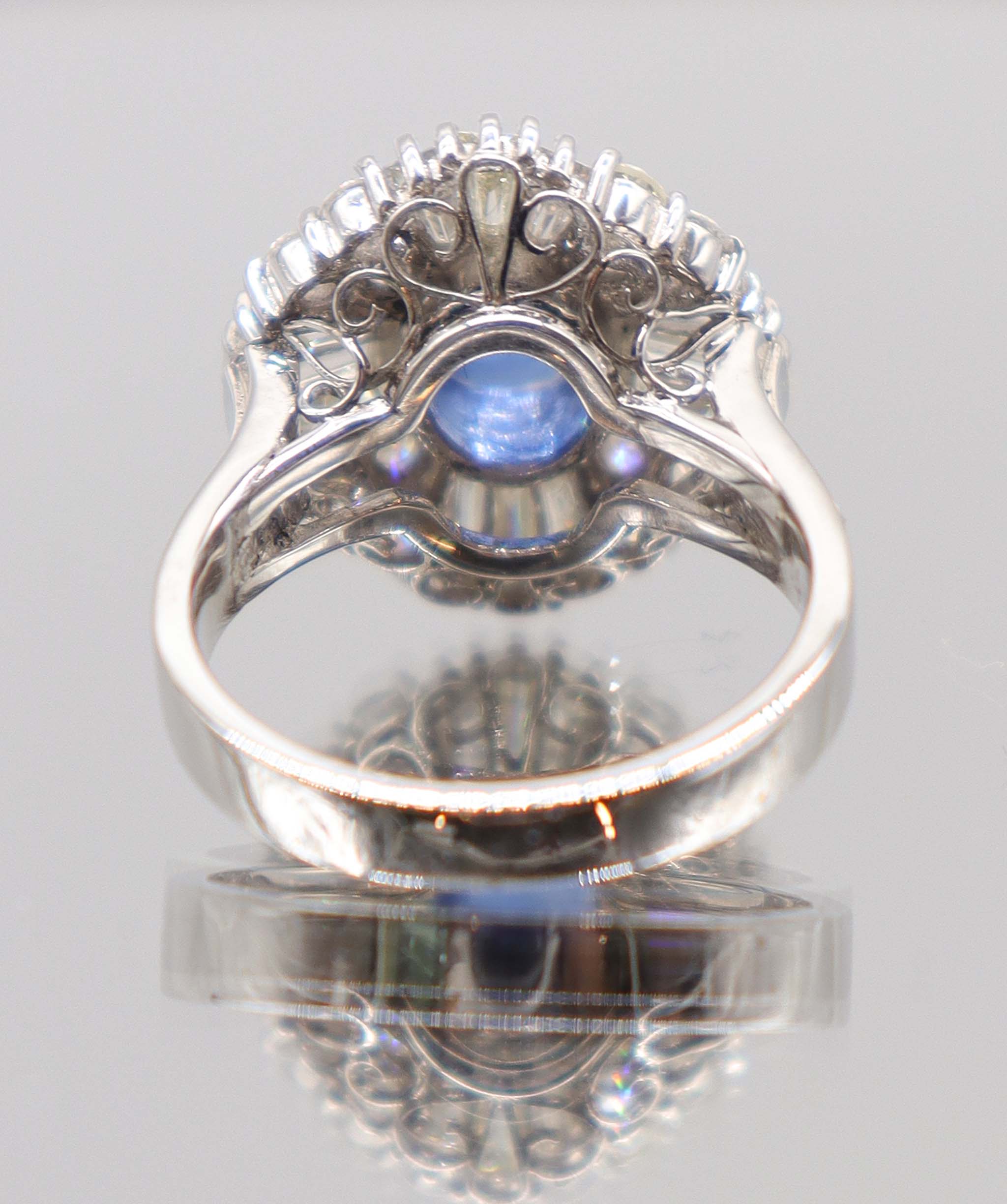 Luxury Promise 1.63ct Blue Sapphire 1.85ct Diamond Platinum Ring Size 5.5 DXBS5587
