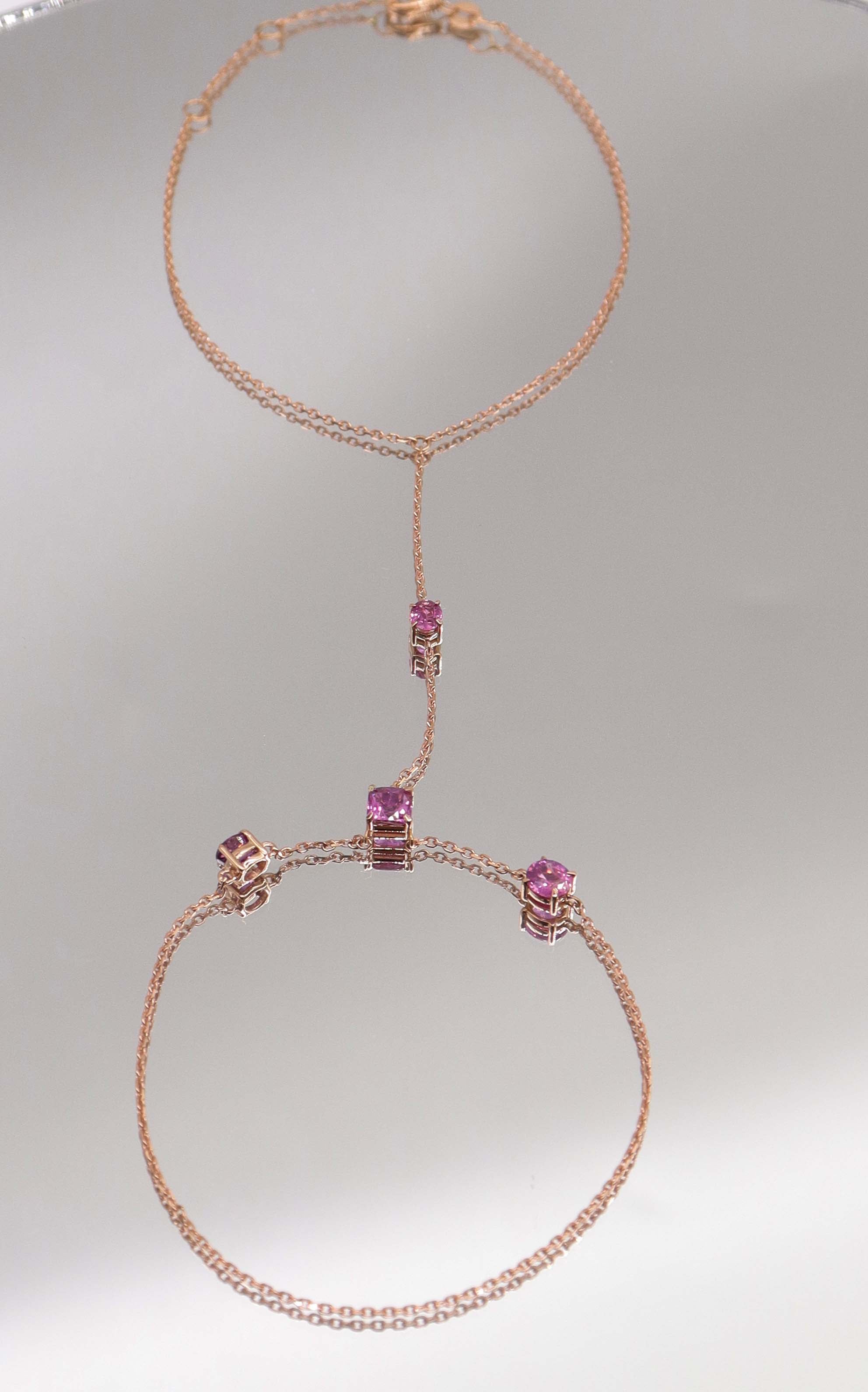 Luxury Promise 1.6CT NATURAL UNHEATED PADPARADSCHA HAND CHAIN (4 PCS 18K RG) MS 8991