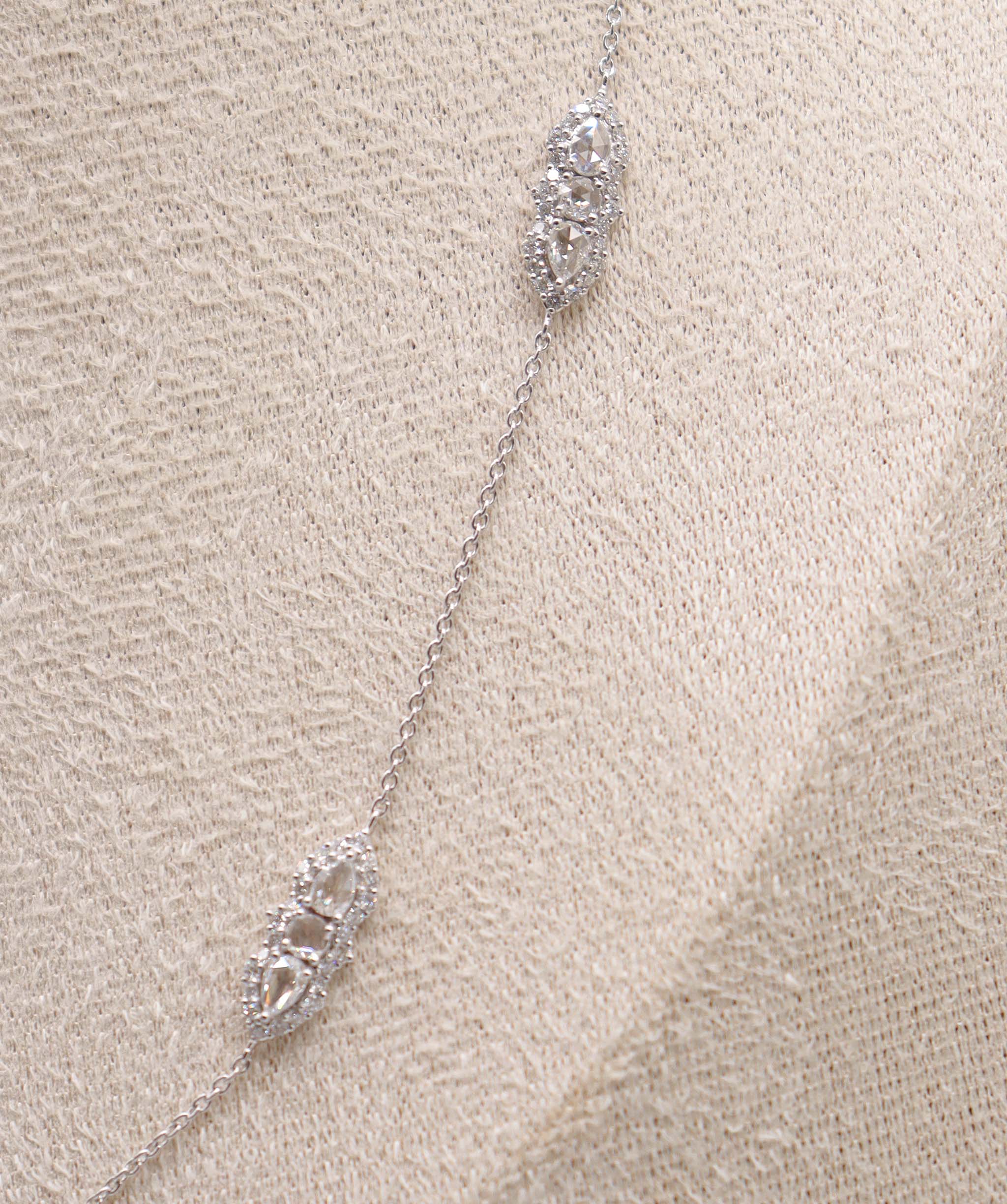 Luxury Promise 1.81CT White Pear Rosecut Small Diamonds NECKLACE C12402
