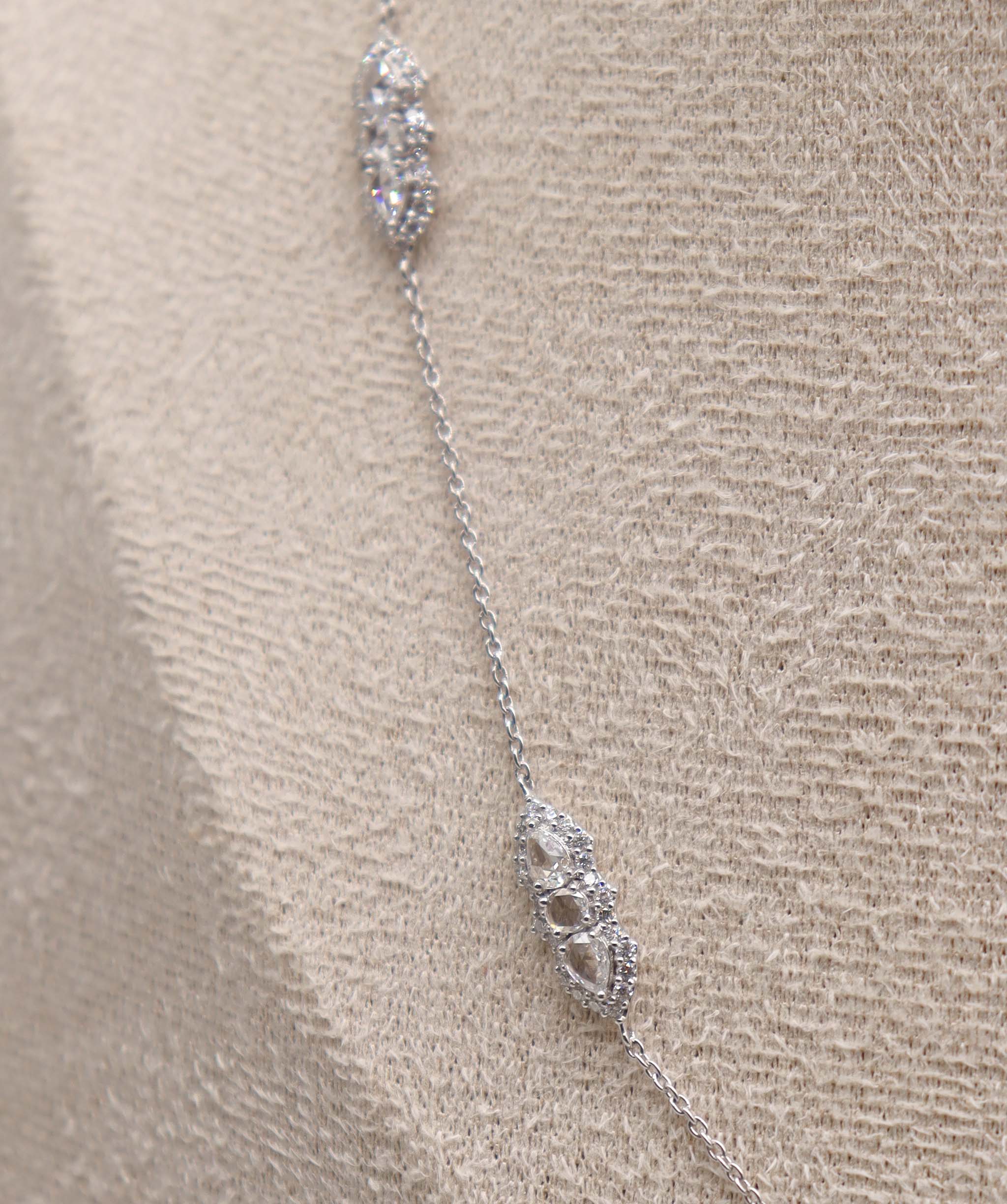 Luxury Promise 1.81CT White Pear Rosecut Small Diamonds NECKLACE C12402