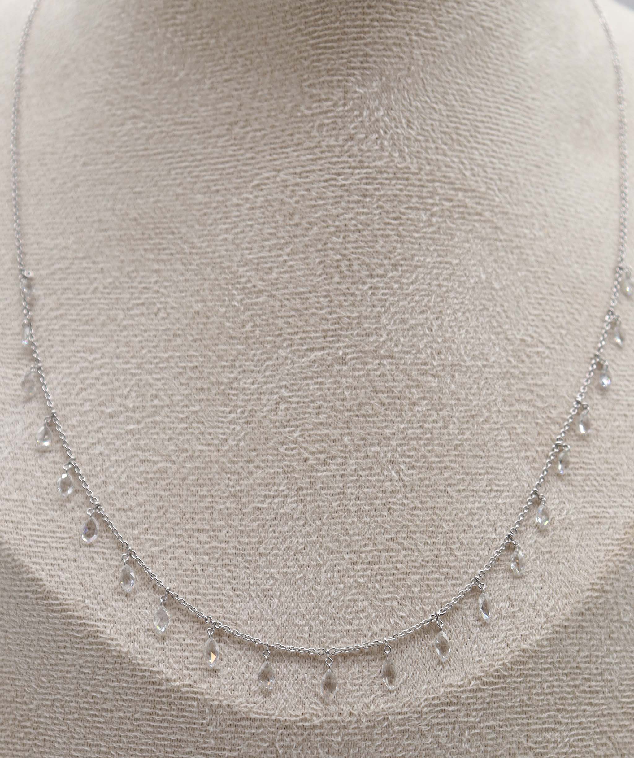 Luxury Promise 1.97ct WHITE MQ ROSECUT NECKLACE C9653
