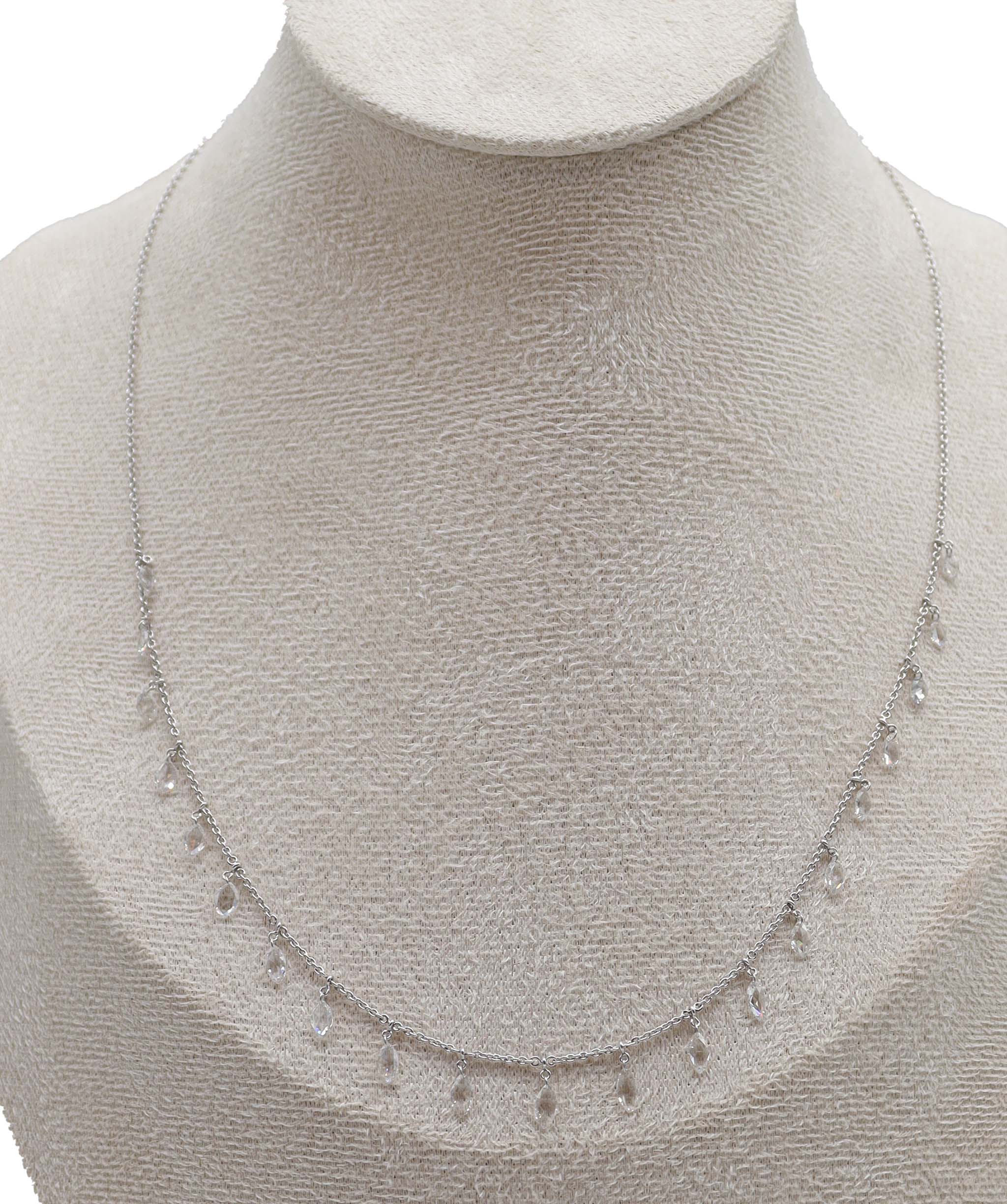 Luxury Promise 1.97ct WHITE MQ ROSECUT NECKLACE C9653