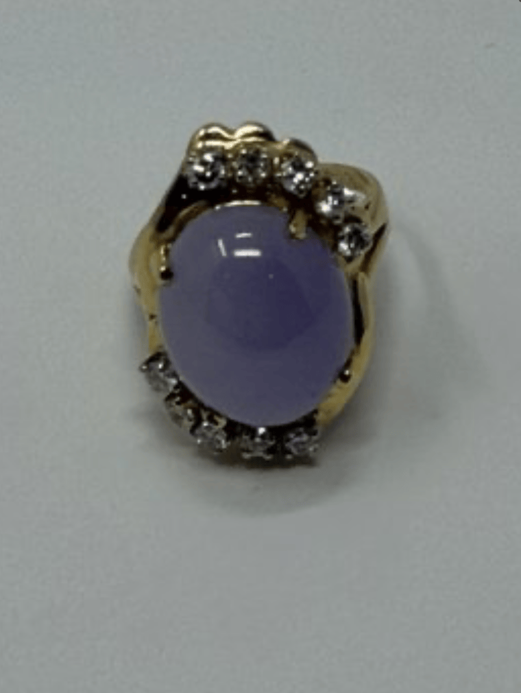 Luxury Promise 14k size 5.5 6.74g lavender jade with diamonds 1ctd ring AFI077