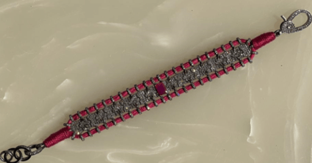 Luxury Promise 14K Victorian Bracelet - Wt. (Gross-23.500gms; Silver-21.884gms; Other-0.780gms) Dia. Full Cut 0.710ct with 20 & Dia. Single Cut LB 2.860cts with 796pcs Dia. Pcs (Stones: Ruby 0.810cts with 1pcs) - Pink HOC-VBRA1125