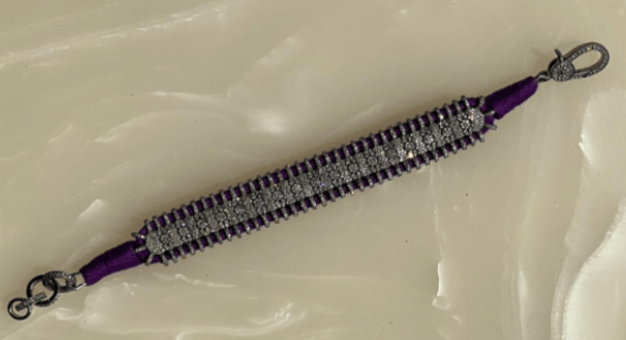 Luxury Promise 14K Victorian Bracelet - Wt. (Gross-31.860gms; Silver-30.232gms; Other-0.960gms) Dia. Single Cut LB 3.340cts with 1144 Dia. Pcs - Purple HOC-VBRA1135