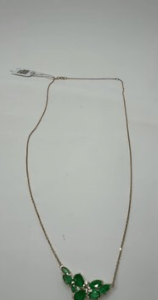 Luxury Promise 14ky 0.10ctd 2.10ct-emerald med necklace 16"-18" AFI086