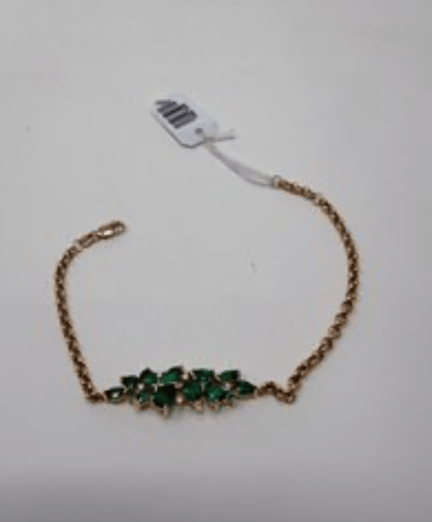 Luxury Promise 14ky 0.10ctd 2.55ct-emerald rolo bracelet 7" AFI088