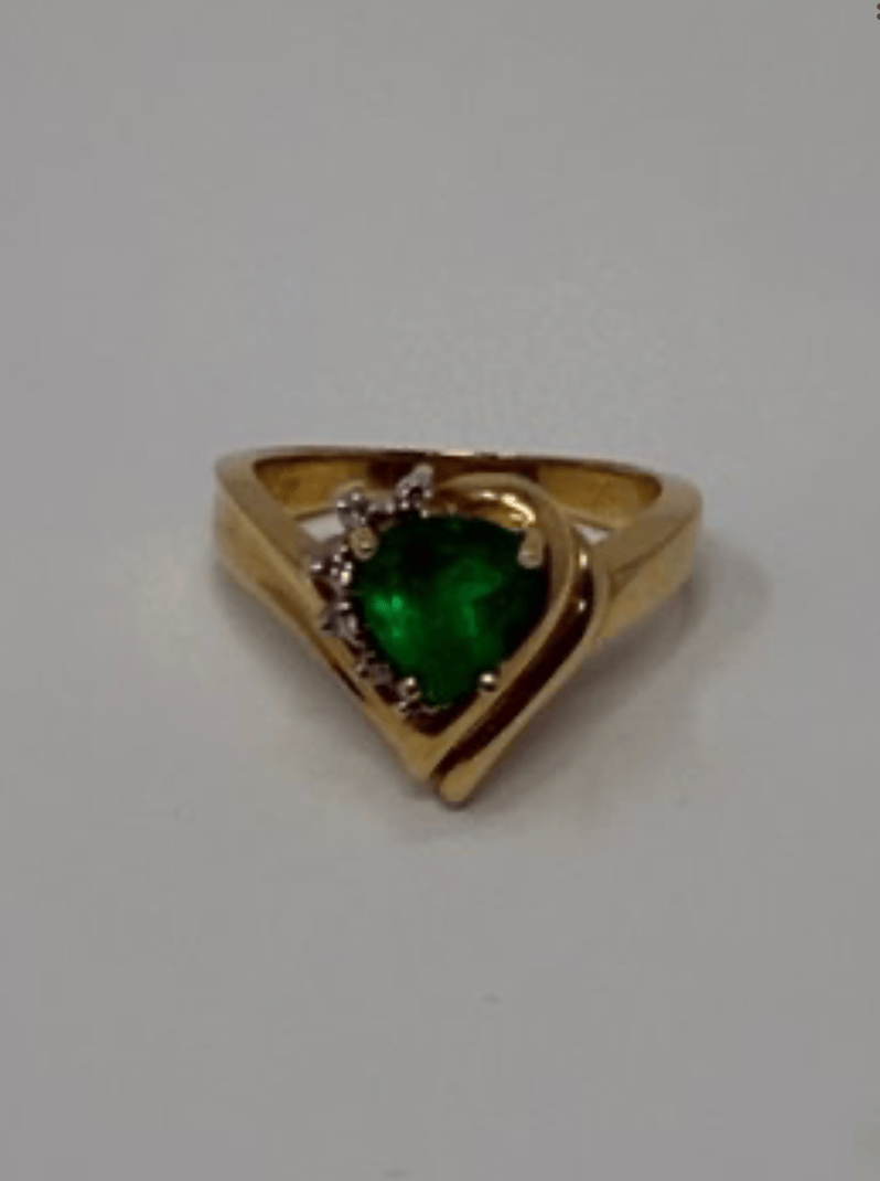 Luxury Promise 14Ky SZ 6.25 5G 1.1CT-EMERALD FAT PEAR .10CT-DIA RING AFI040