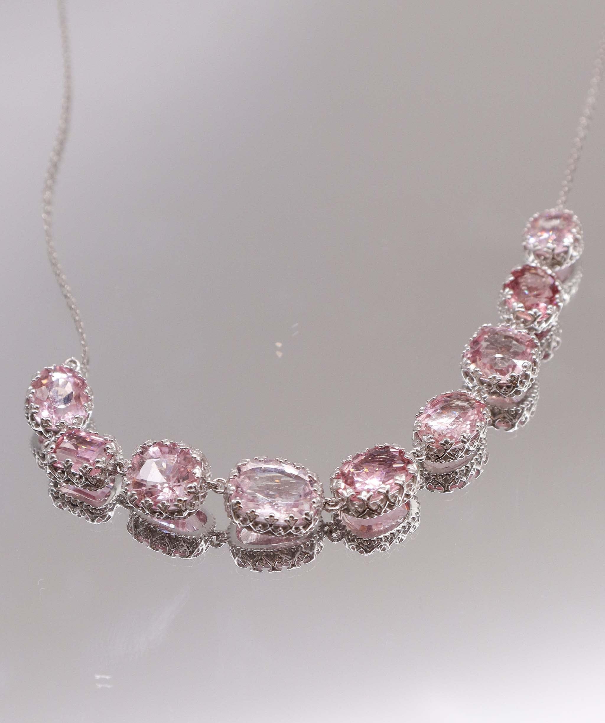 Luxury Promise 16.92ct Pink Tourmaline WG Crown Necklace DXBS5637