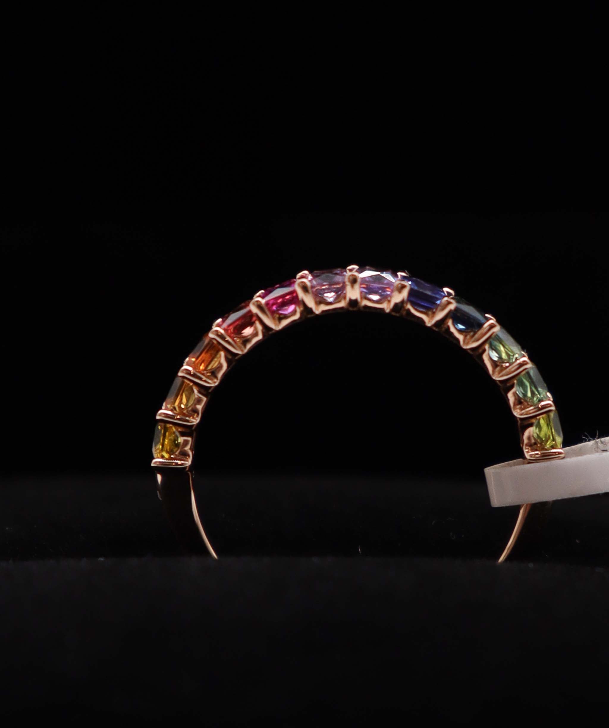Luxury Promise 18K Rainbow Sapphire Ring Natural (Rose Gold Ring 18K) (12 Rainbow Stones Sapphire 2.21ct) Size US 6.5 MS8972