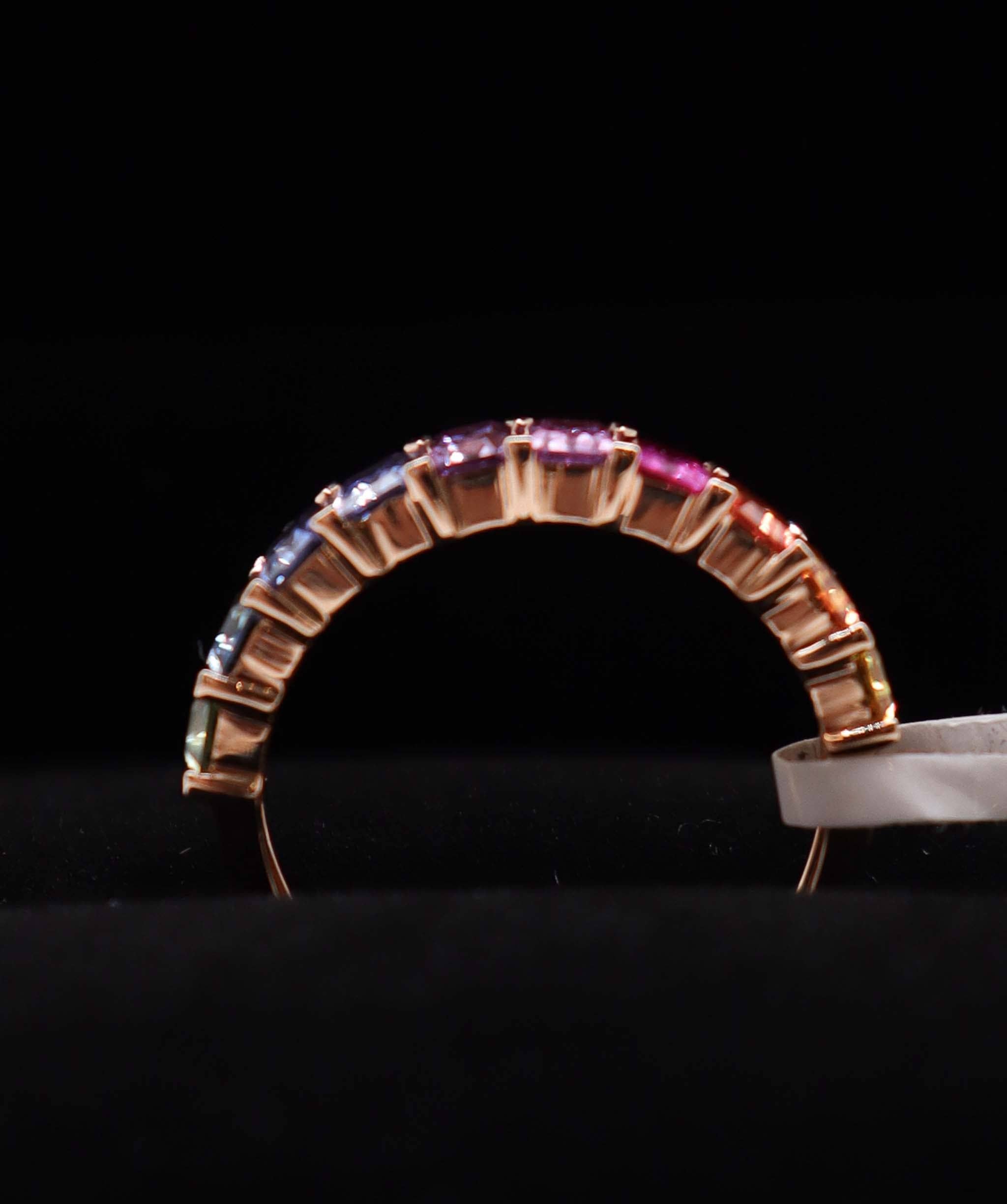 Luxury Promise 18K Rainbow Sapphire Ring Natural (Rose/Yellow Gold) (10 Rainbow Sspphires 2.26ct) US 6.5 MS8973